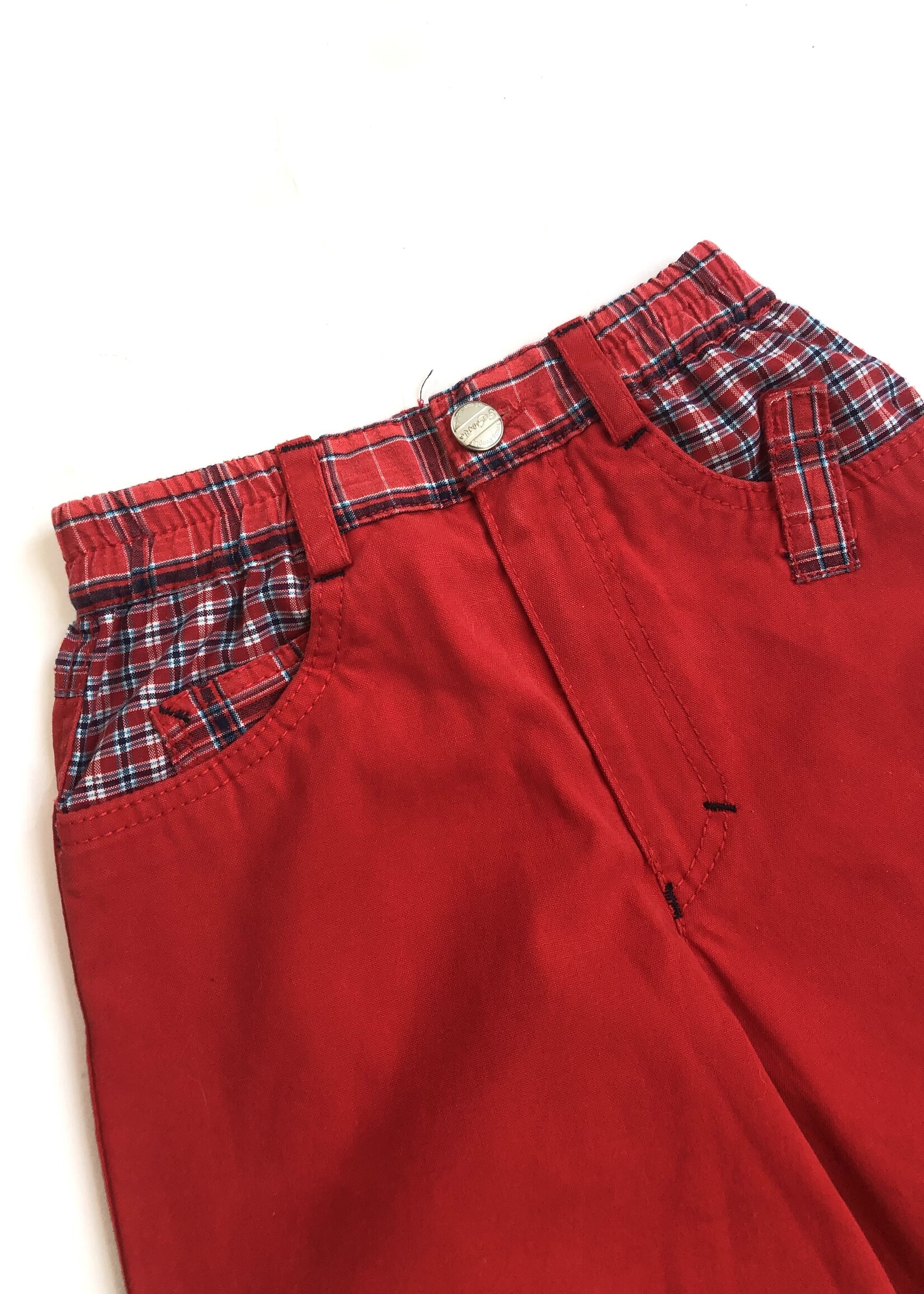 Vintage Red checked navy pants 6y