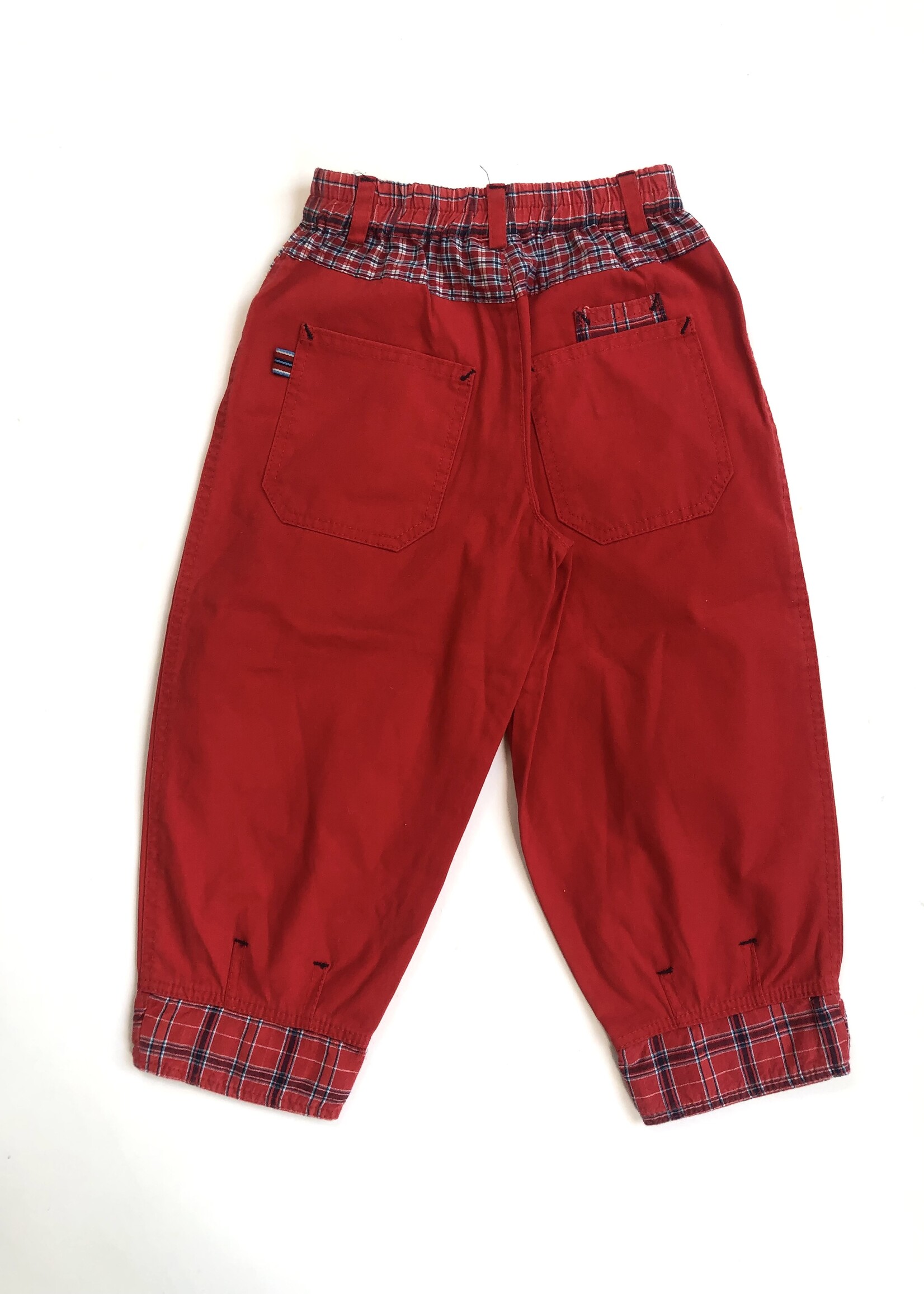 Vintage Red checked navy pants 6y