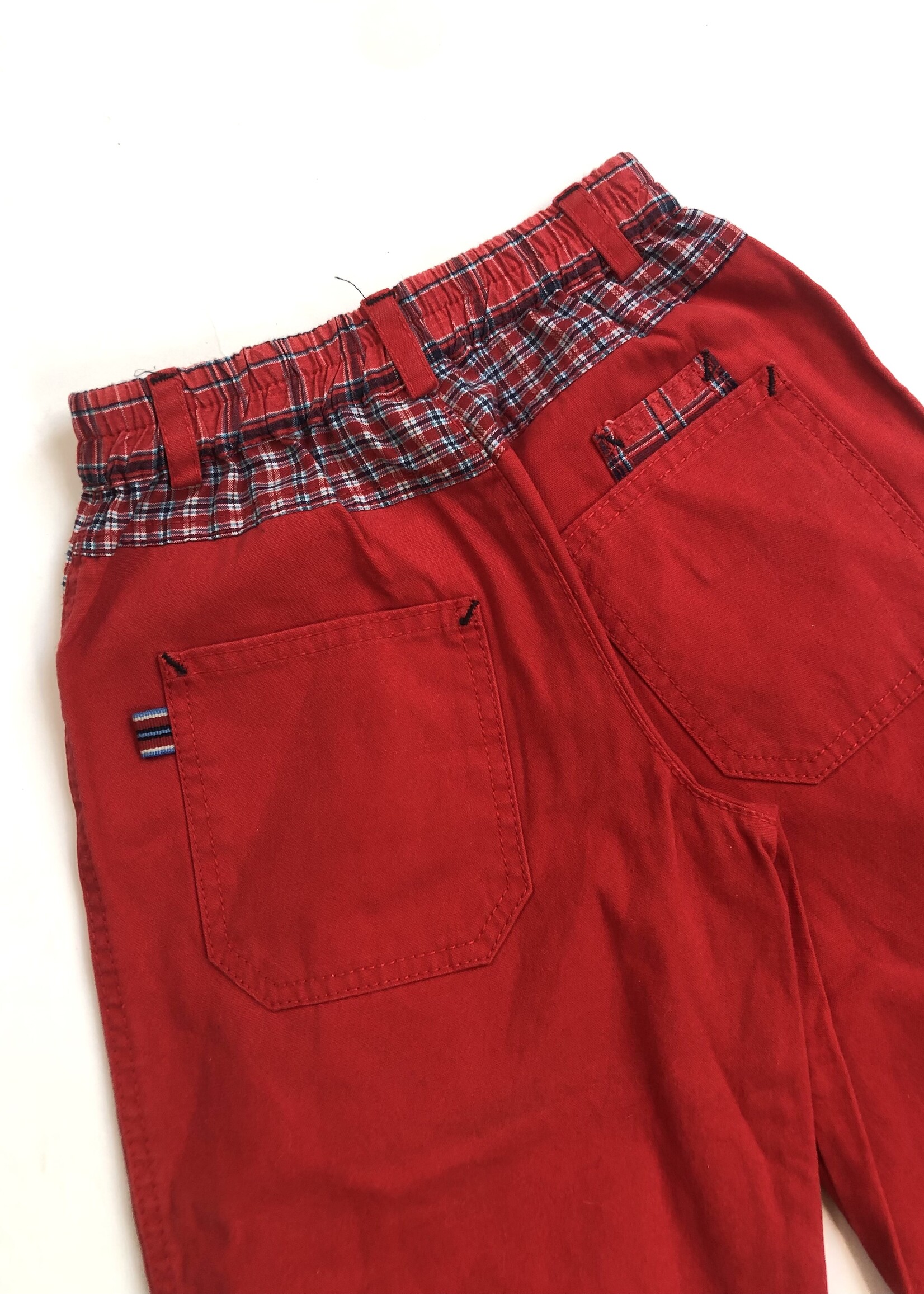 Vintage Red checked navy pants 6y