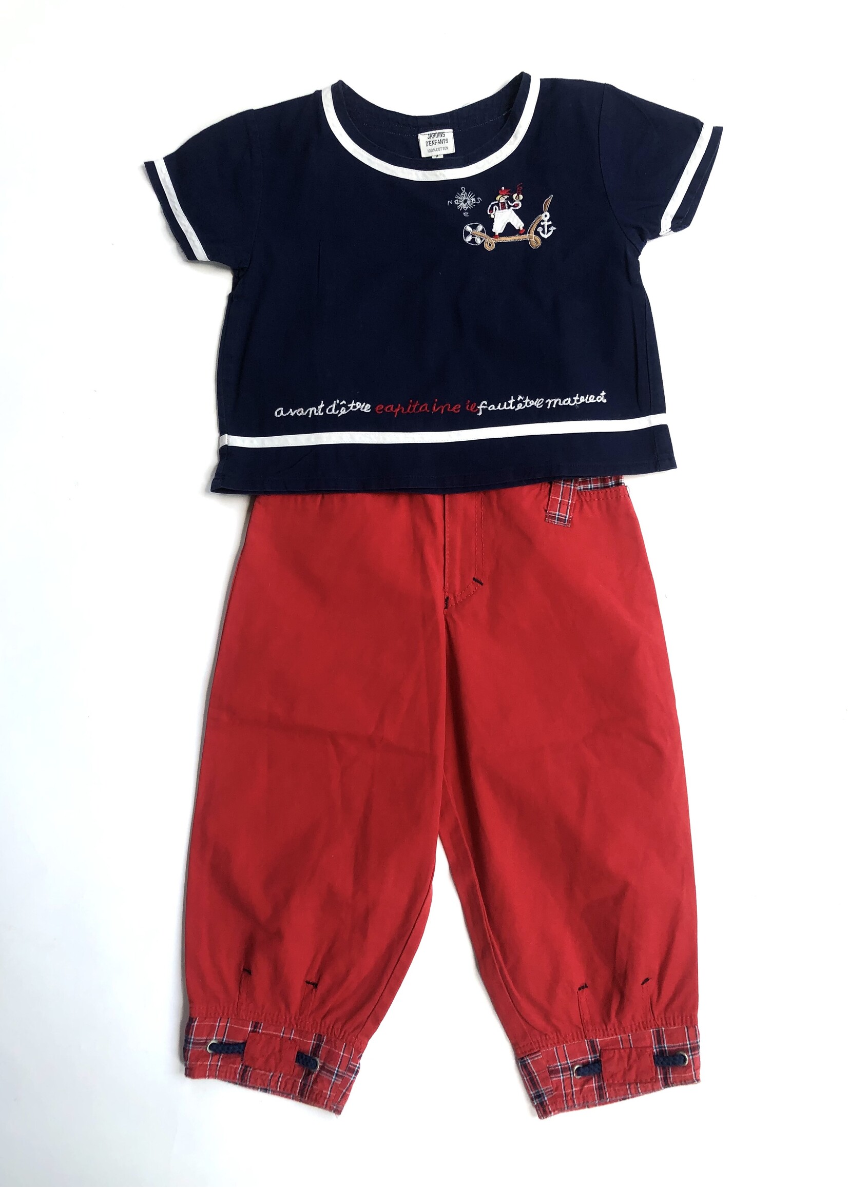 Vintage Red checked navy pants 6y