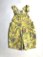 Vintage Yellow floral denim shortall 3-4y