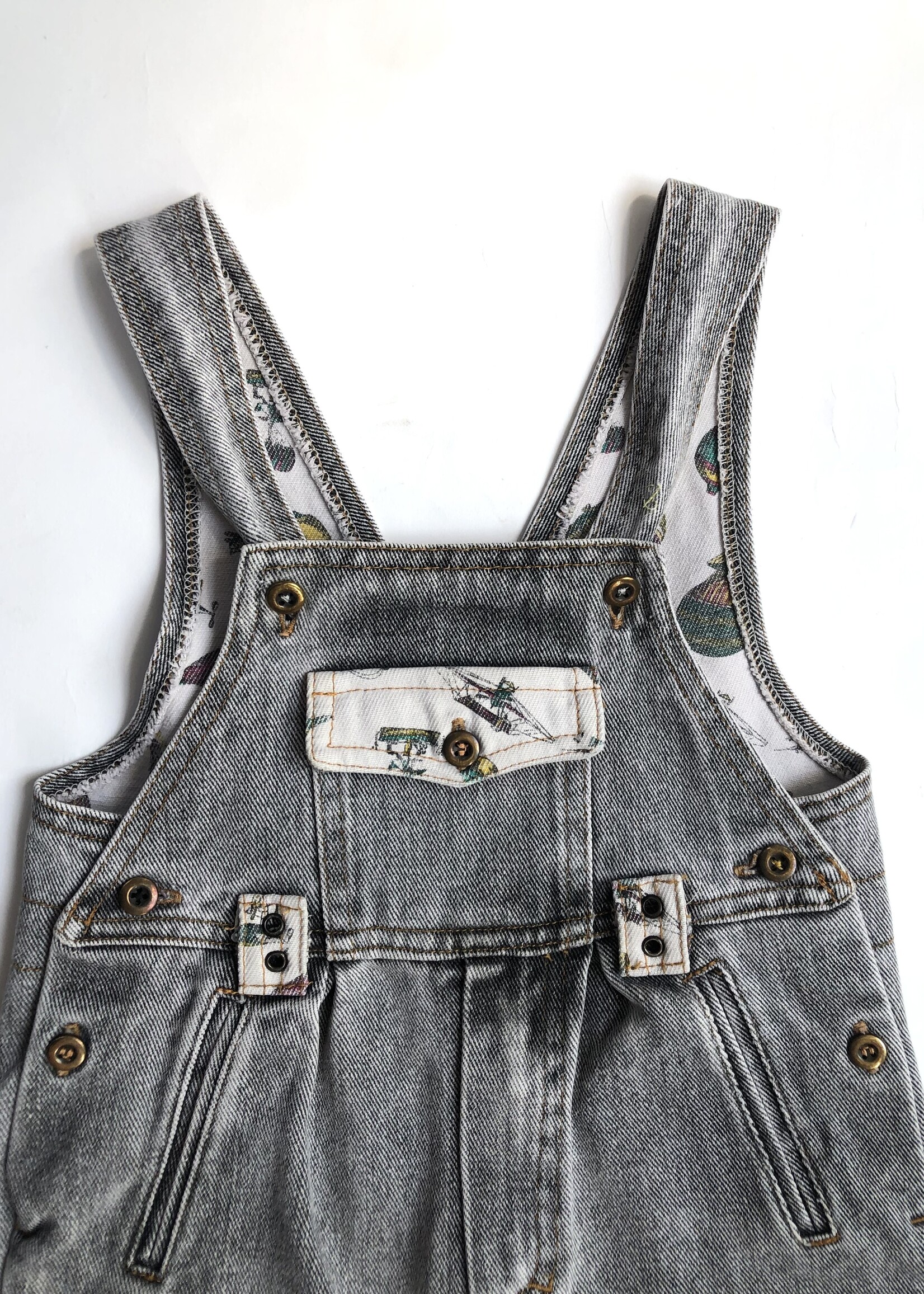 Vintage Grey denim 'Flying' Dungarees 12m