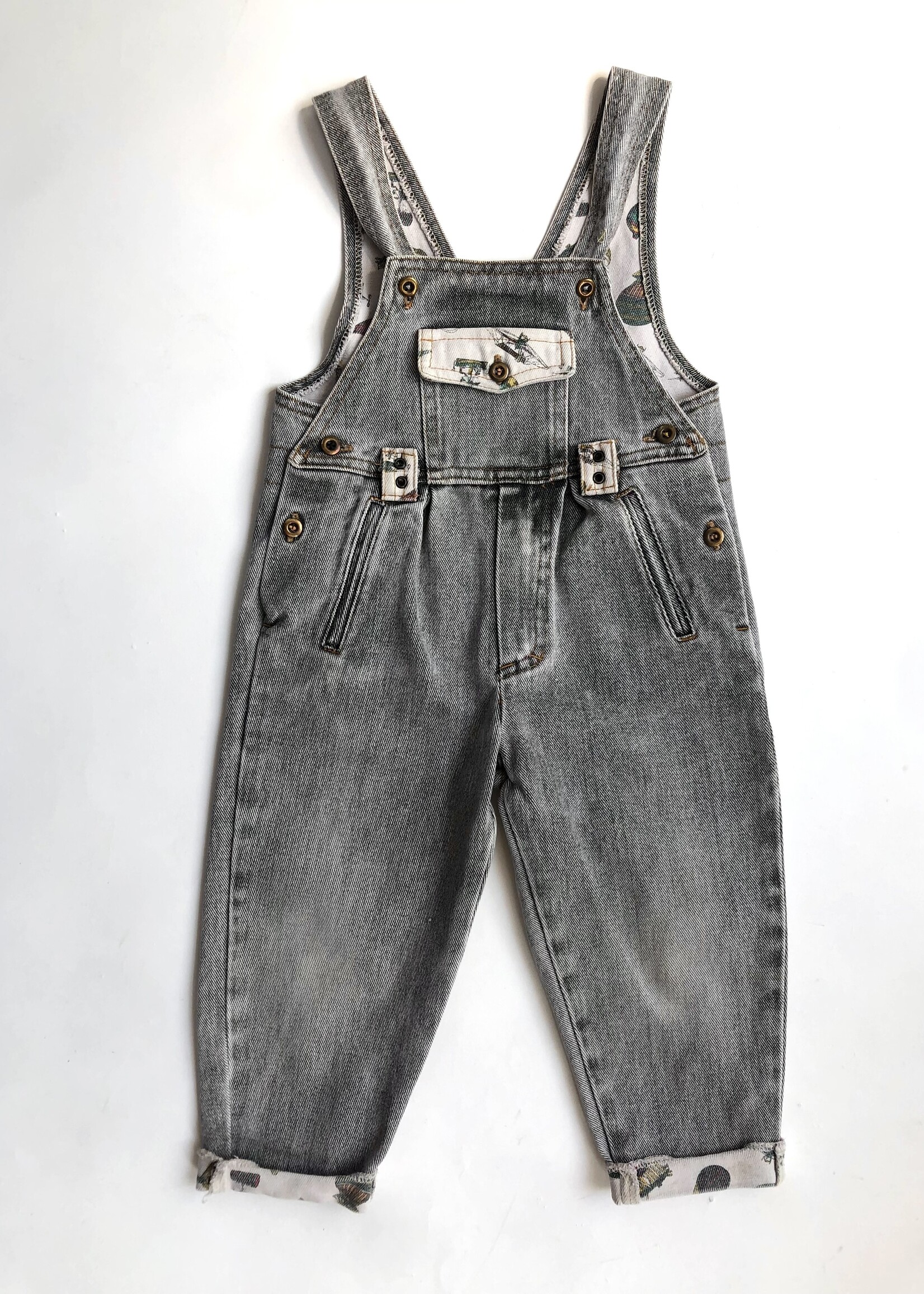 Vintage Grey denim 'Flying' Dungarees 12m
