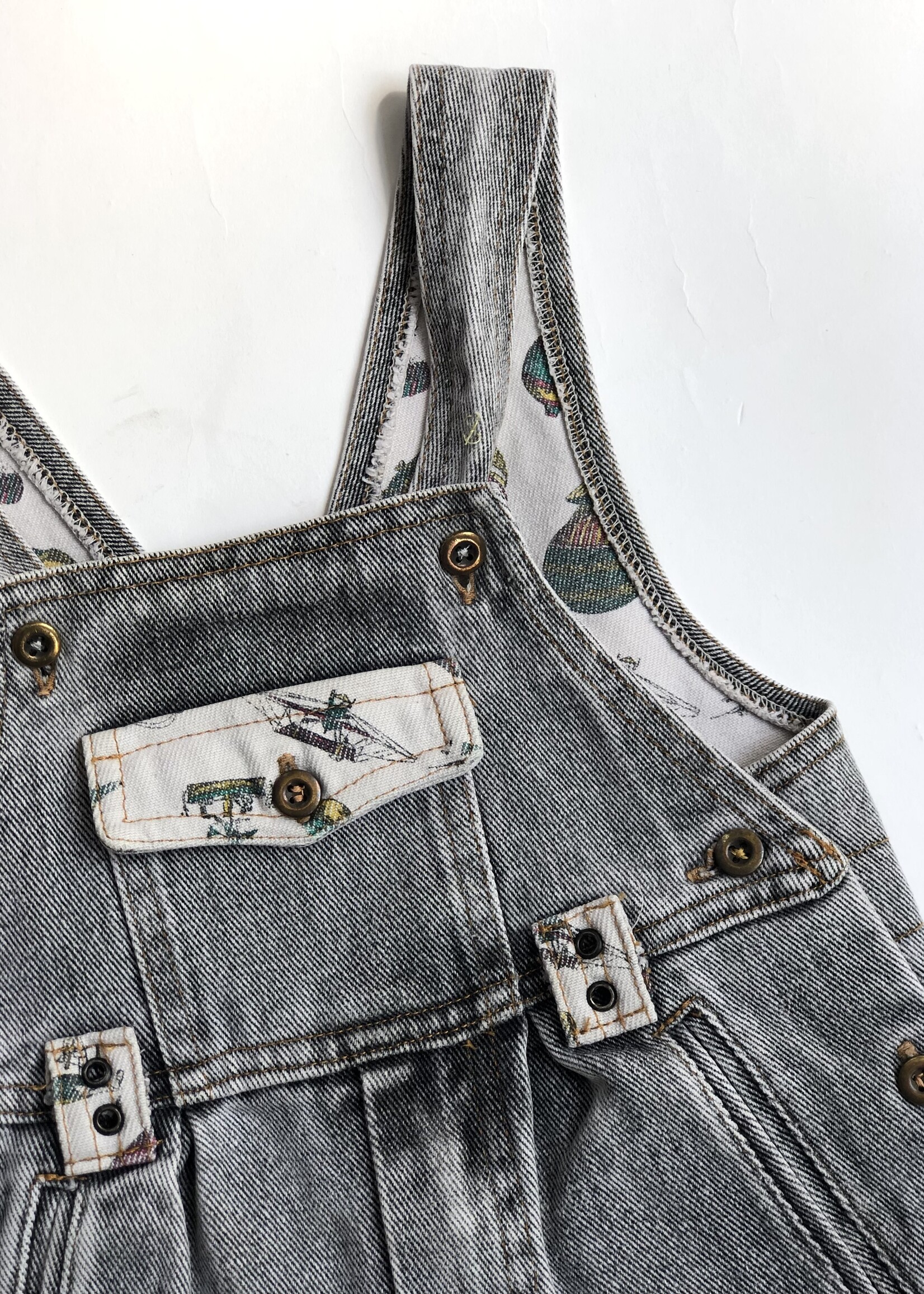 Vintage Grey denim 'Flying' Dungarees 12m