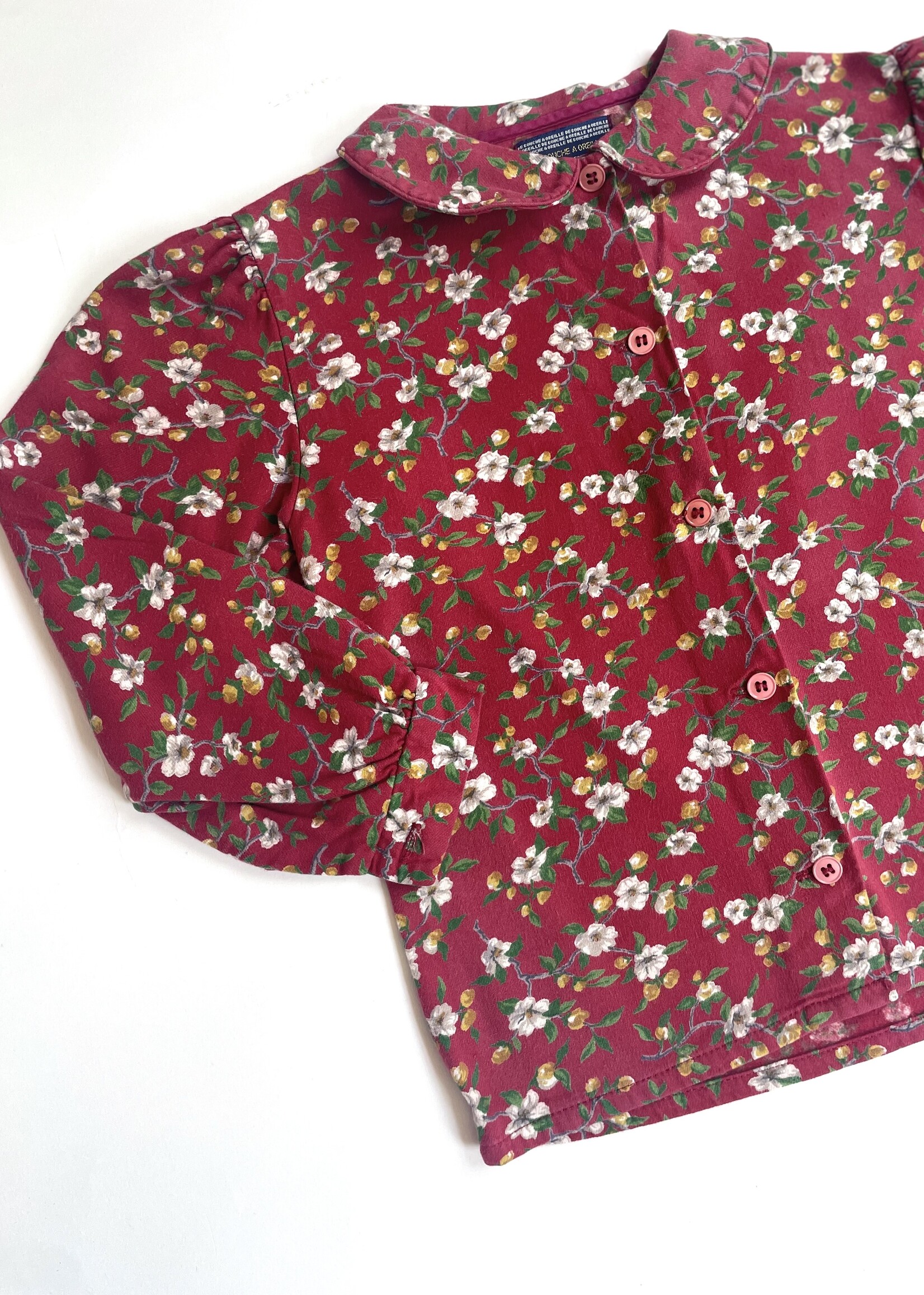 Vintage Red flannel floral blouse 5-6y