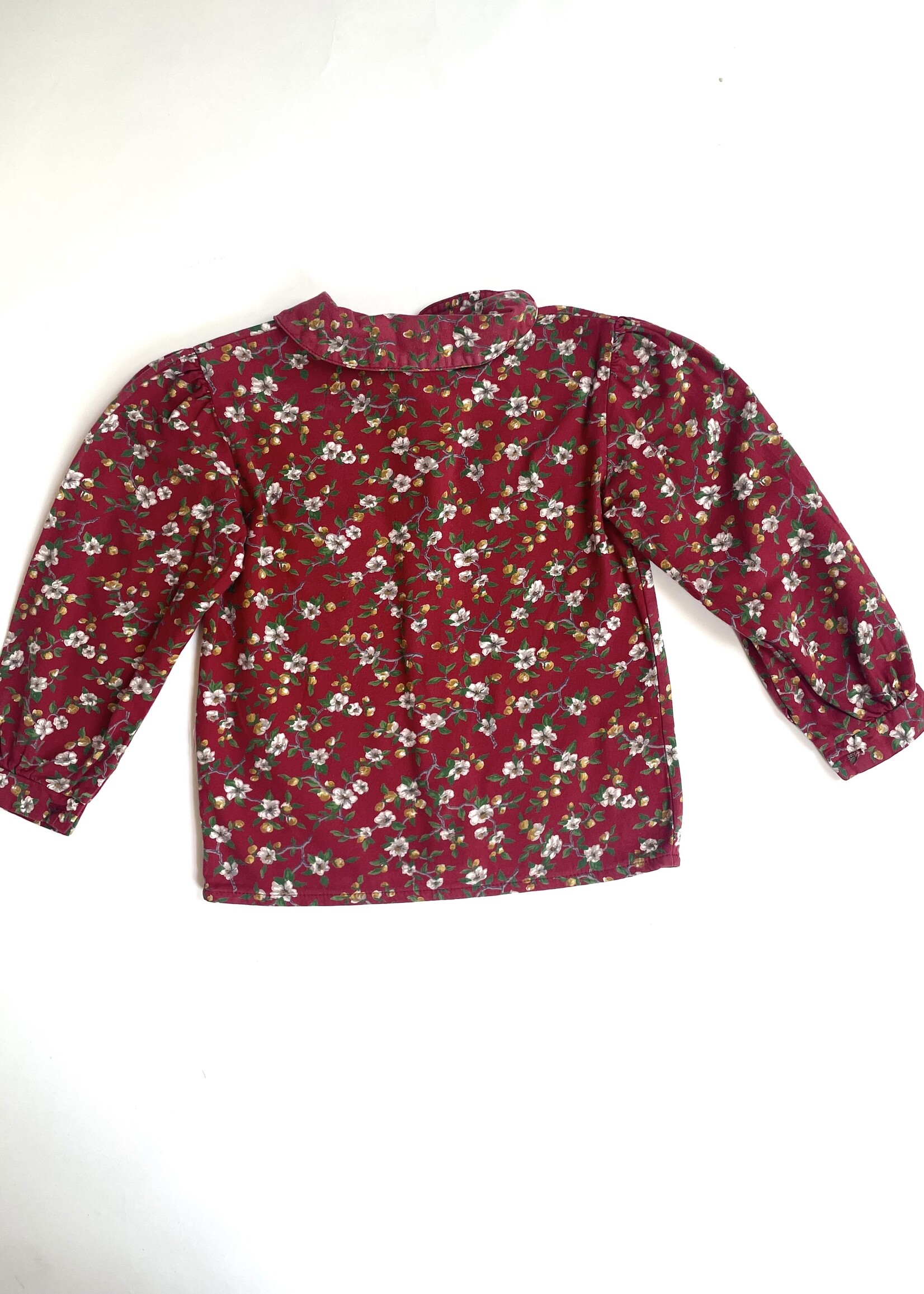 Vintage Red flannel floral blouse 5-6y