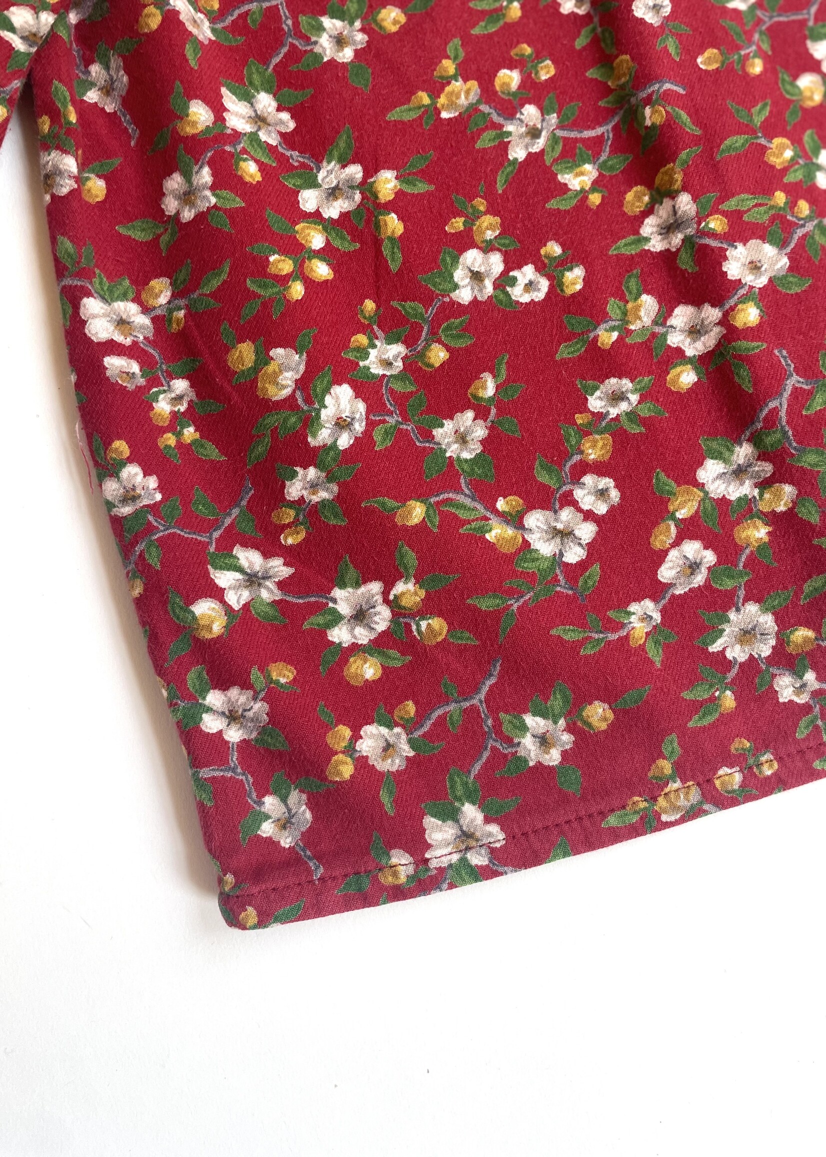 Vintage Red flannel floral blouse 5-6y
