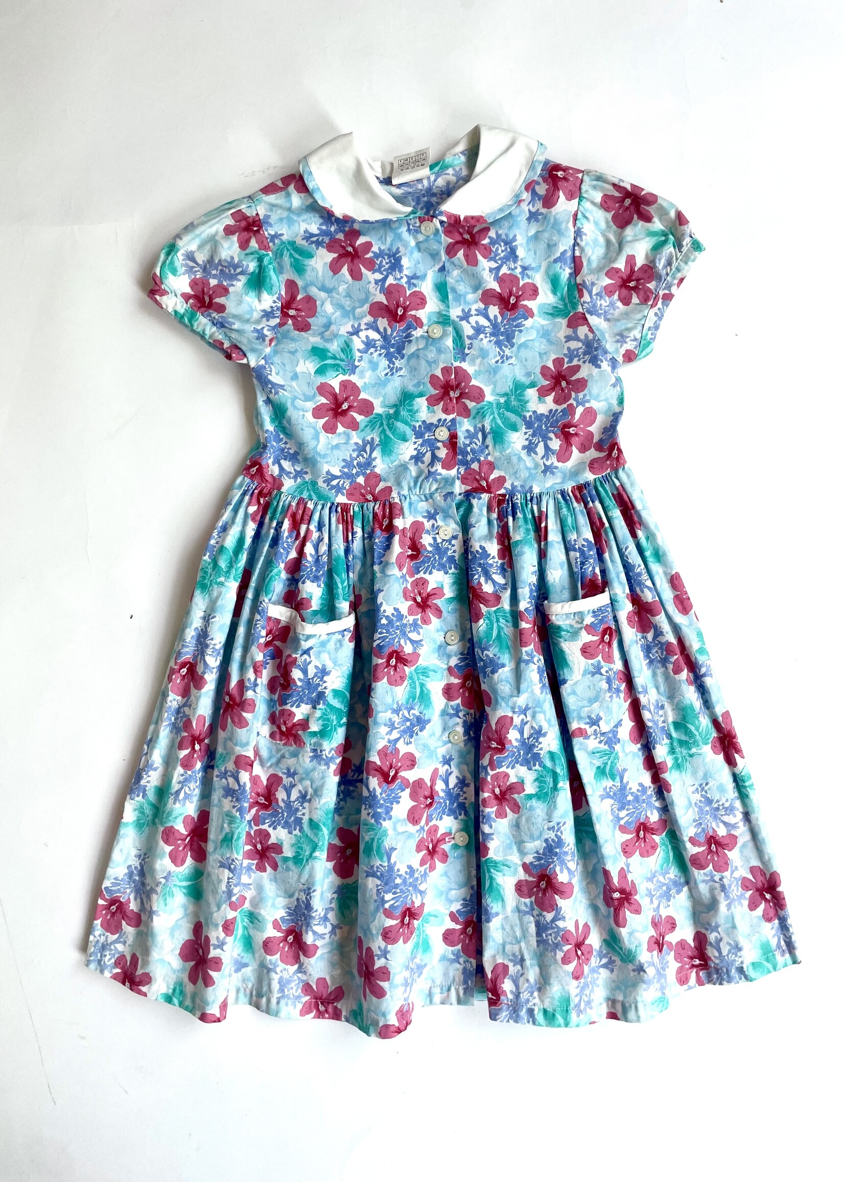 Vintage Turquoise floral dress 5y