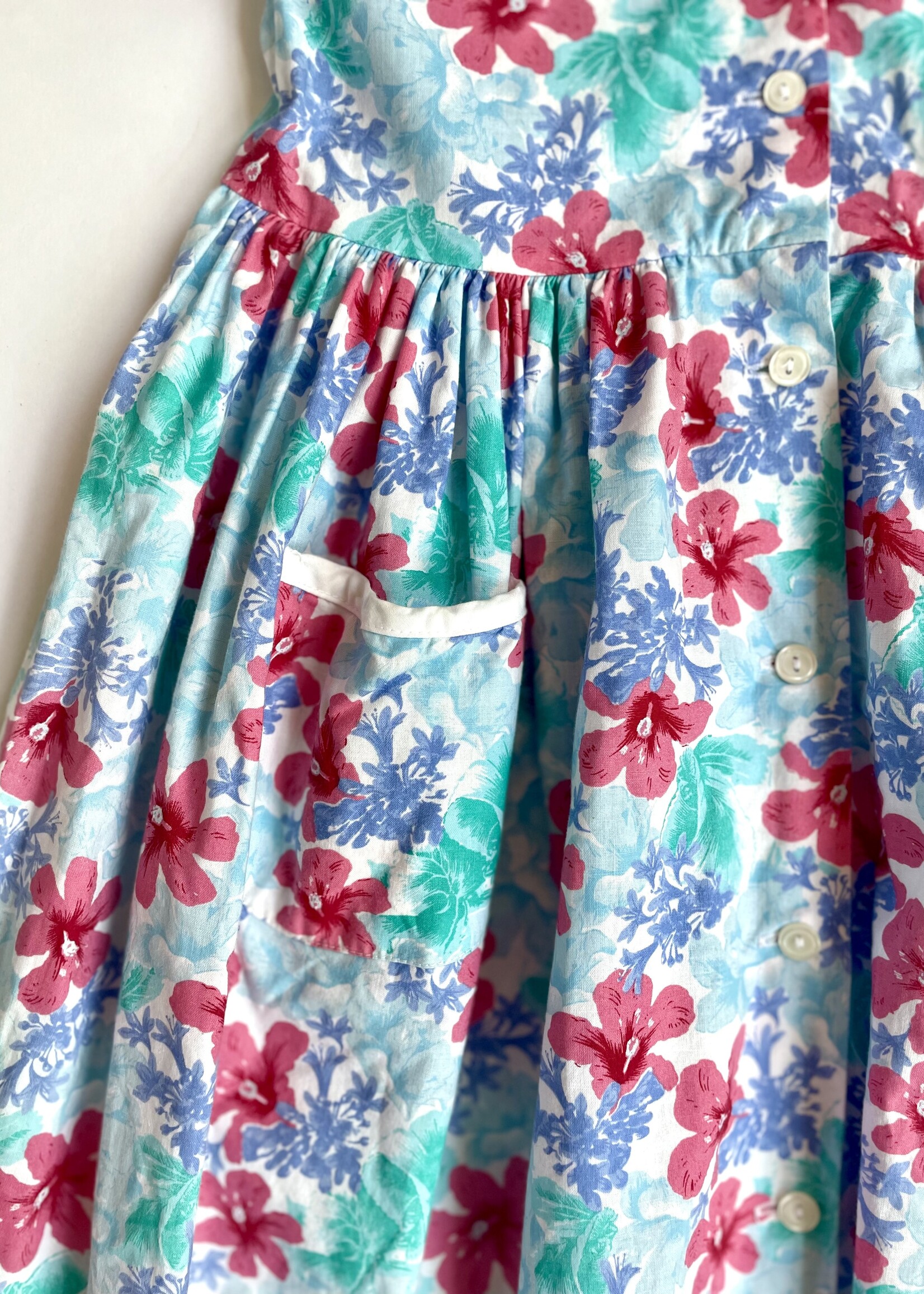 Vintage Turquoise floral dress 5y