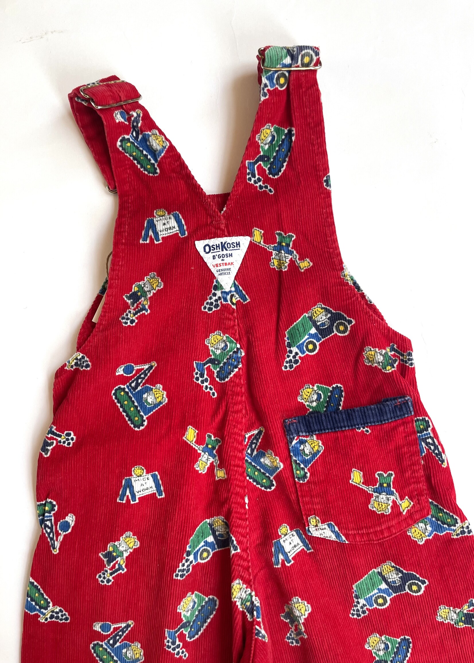 OshKosh USA Construction Vehicles dungarees 4y