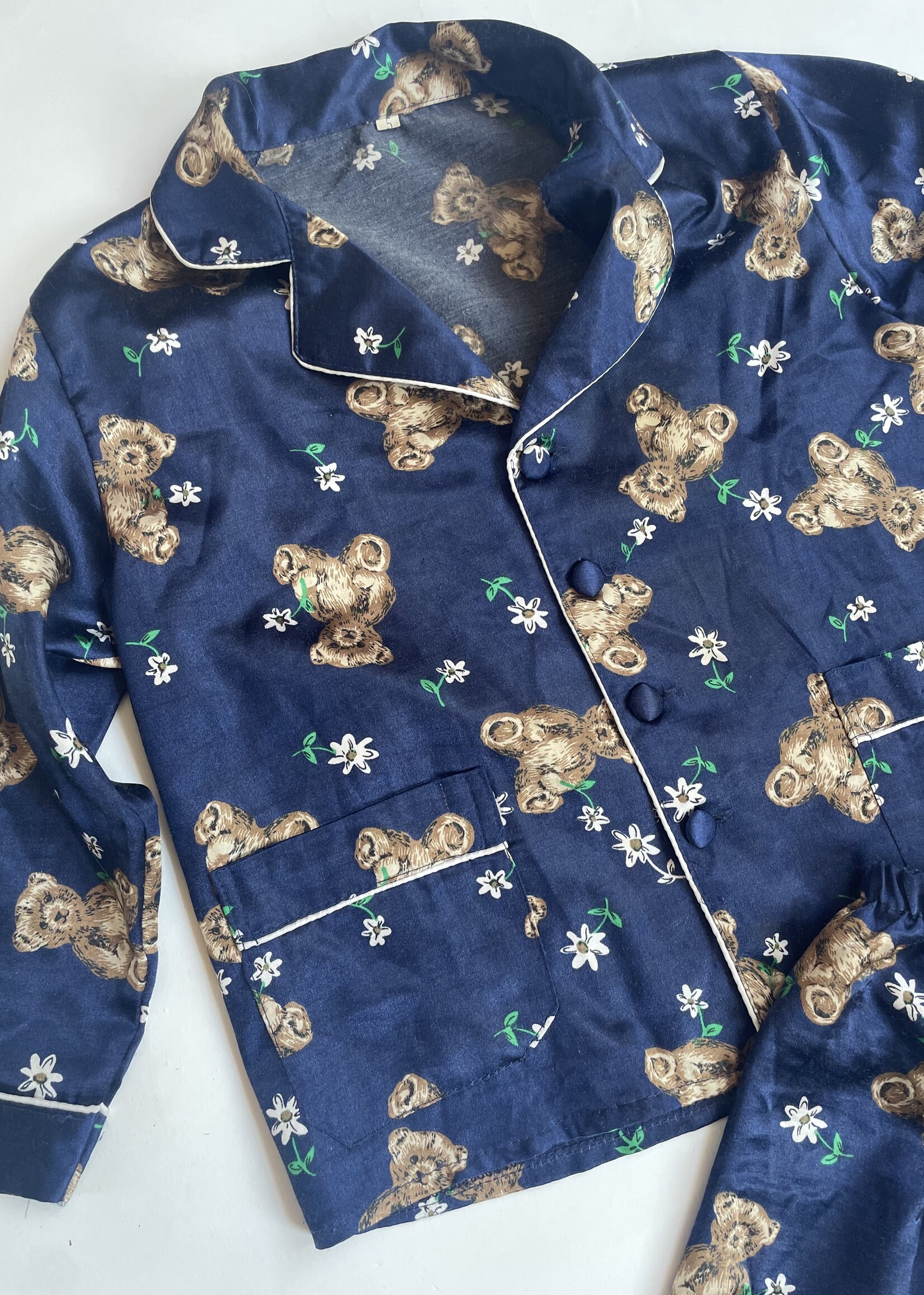 Vintage Dark blue silky bear pj's 5y