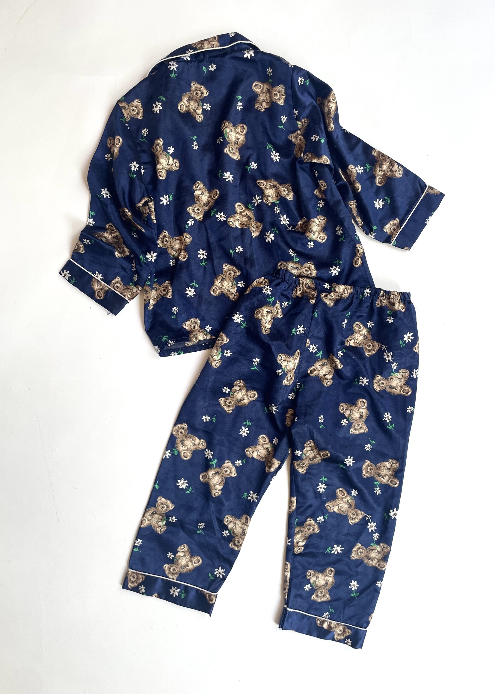 Vintage Dark blue silky bear pj's 5y