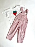 Vintage Soft pink velvet dungarees 3y