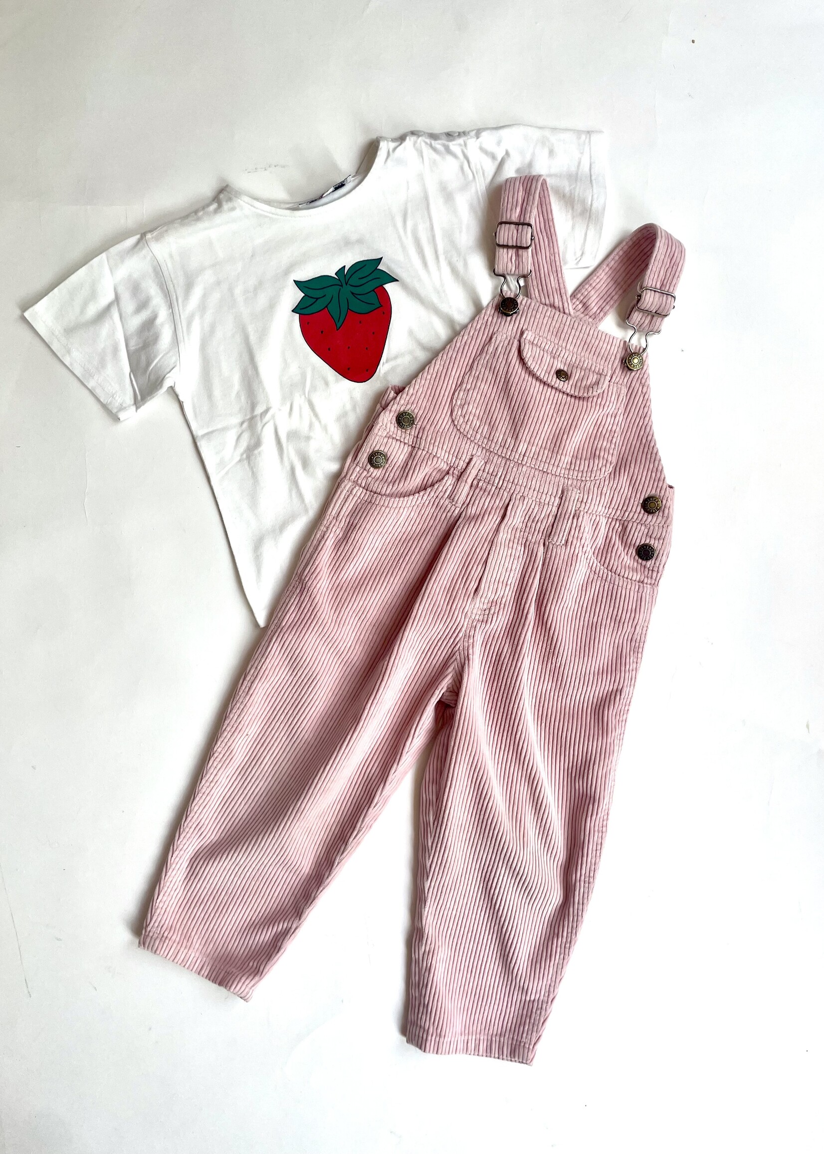 Vintage Soft pink velvet dungarees 3y