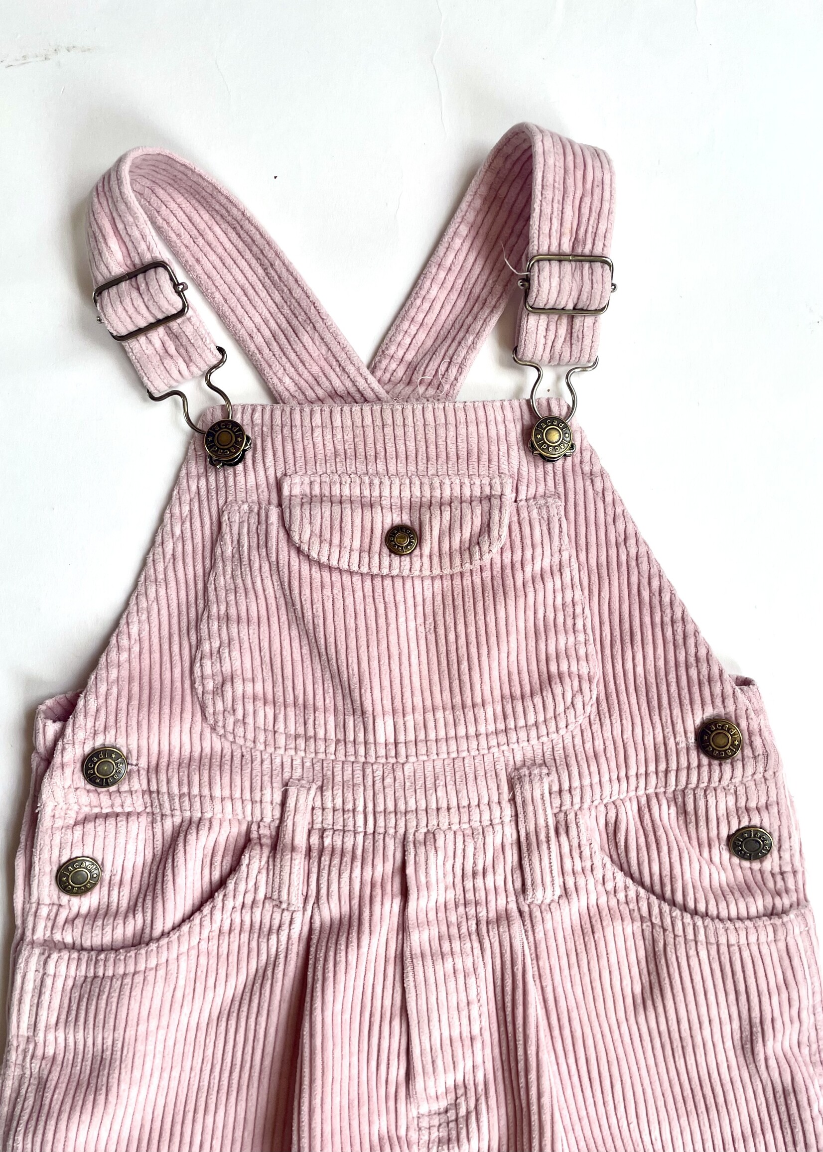 Vintage Soft pink velvet dungarees 3y