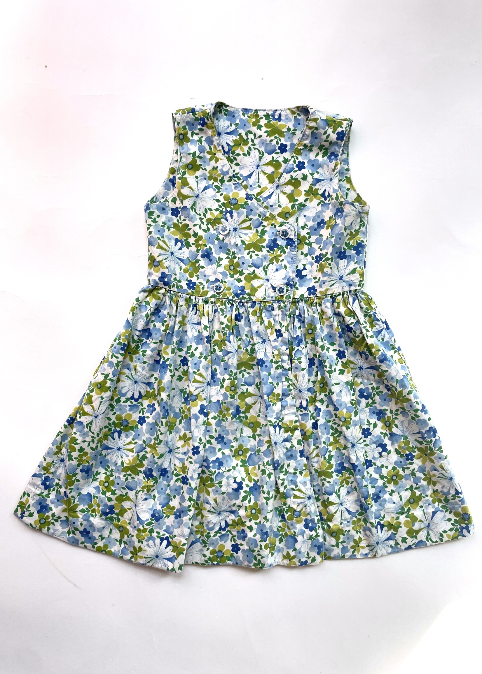 Handmade Blue floral dress 3-4y