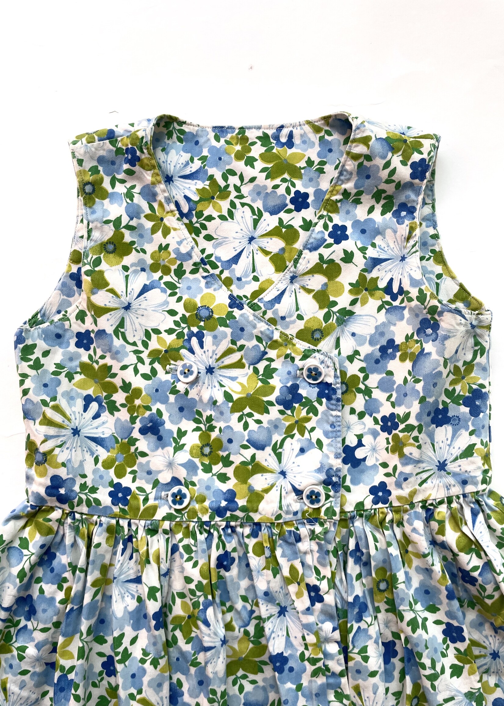 Handmade Blue floral dress 3-4y