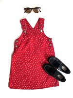 Vintage Red floral pinafore dress 5y