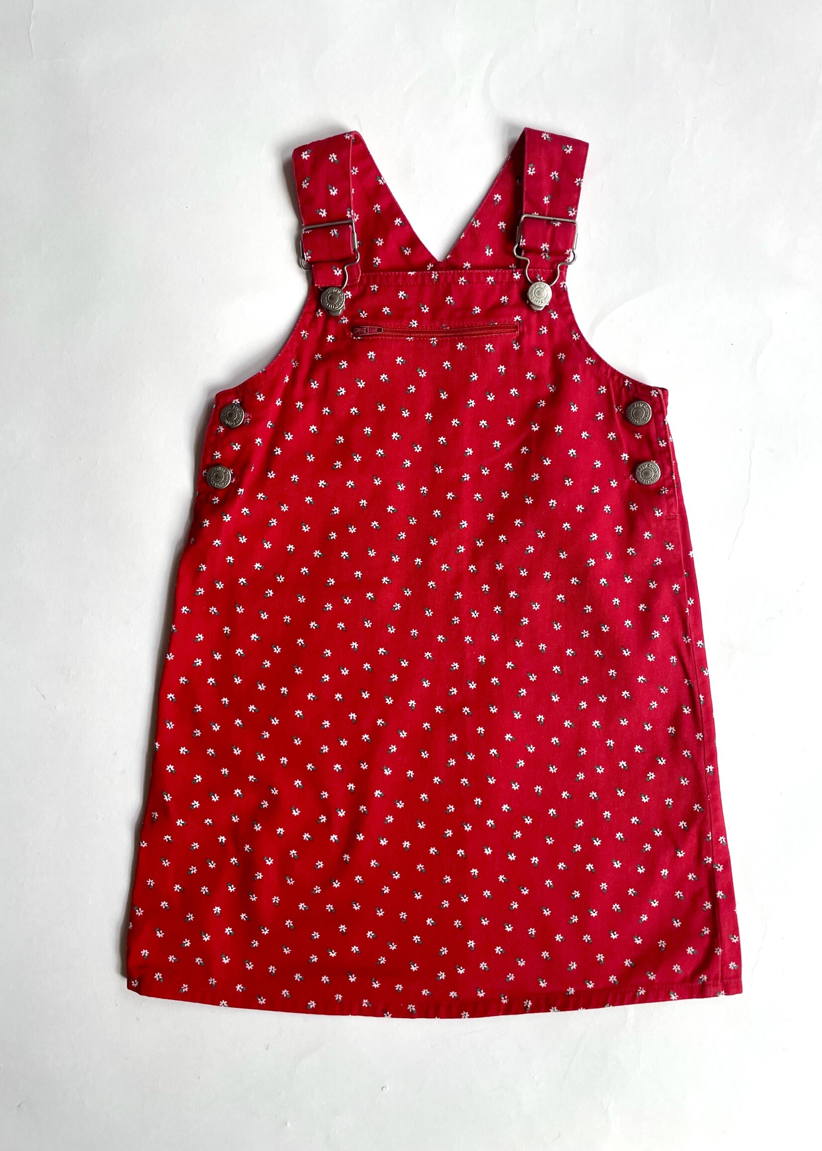 Vintage Red floral pinafore dress 5y