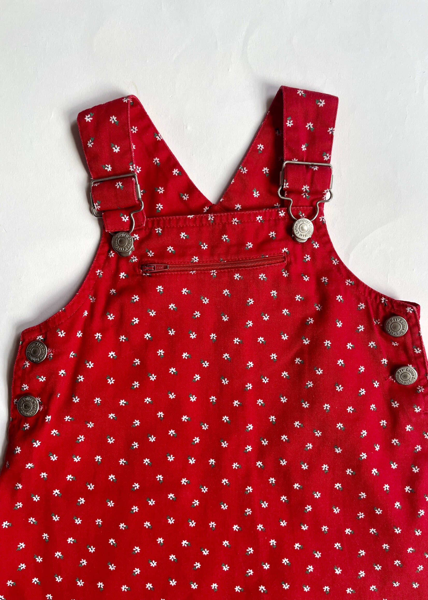 Vintage Red floral pinafore dress 5y