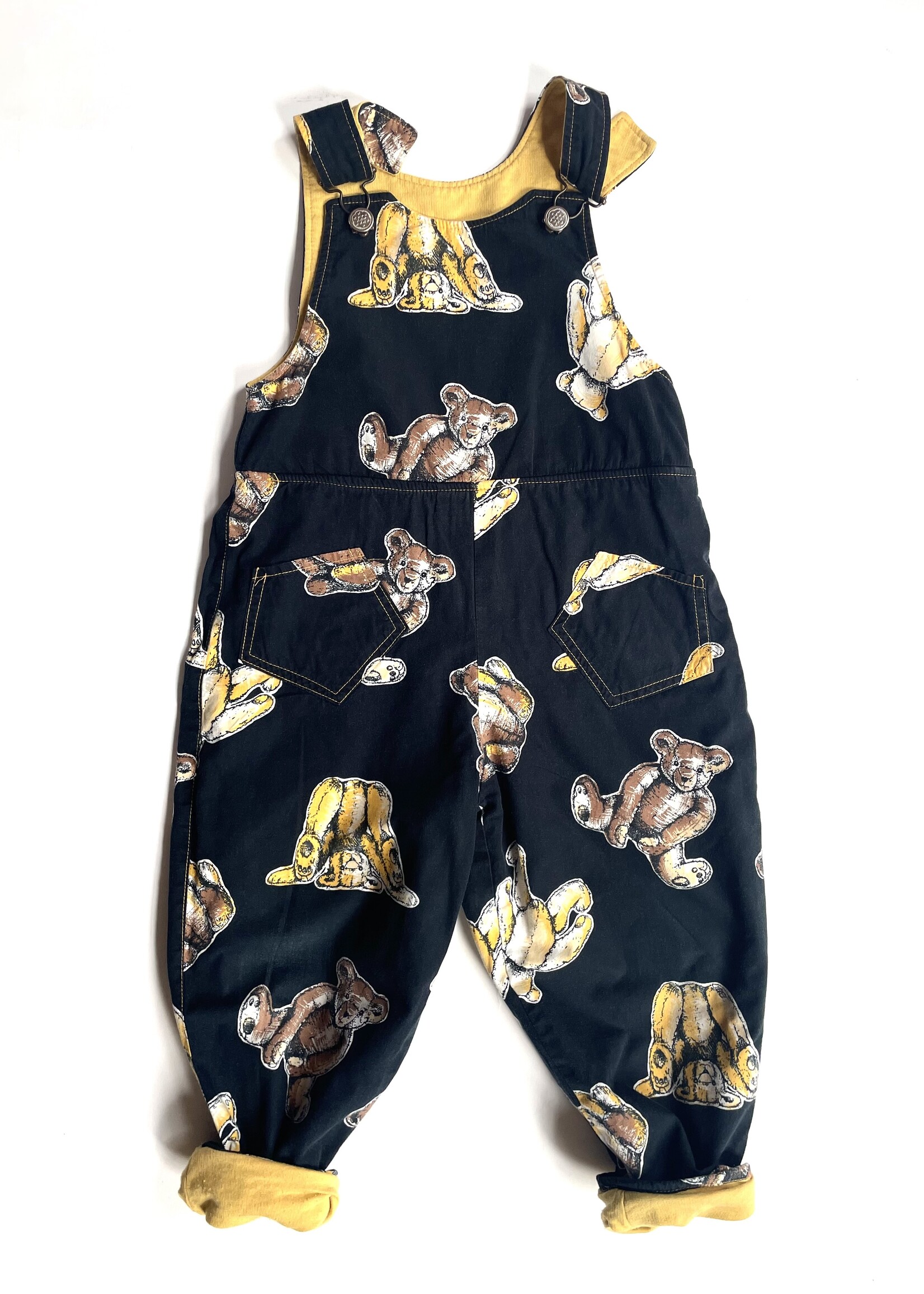 Handmade Lined Teddy bear Dungarees 3y