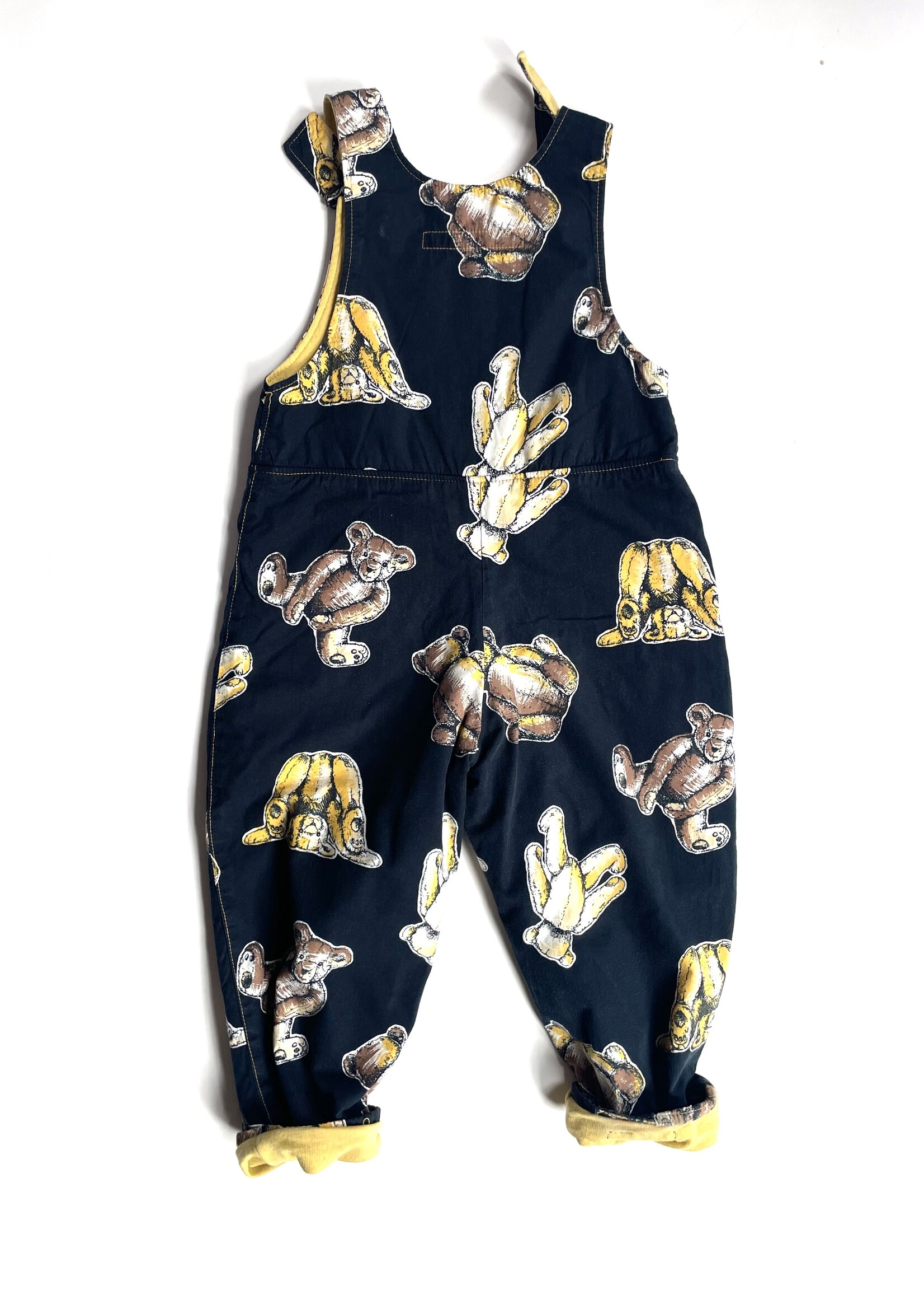 Handmade Lined Teddy bear Dungarees 3y