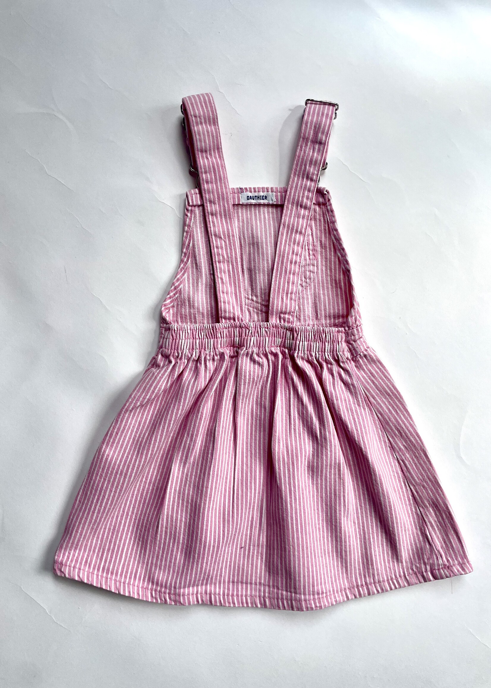 OshKosh USA Pink Striped Denim Pindafore Dress 18-24m