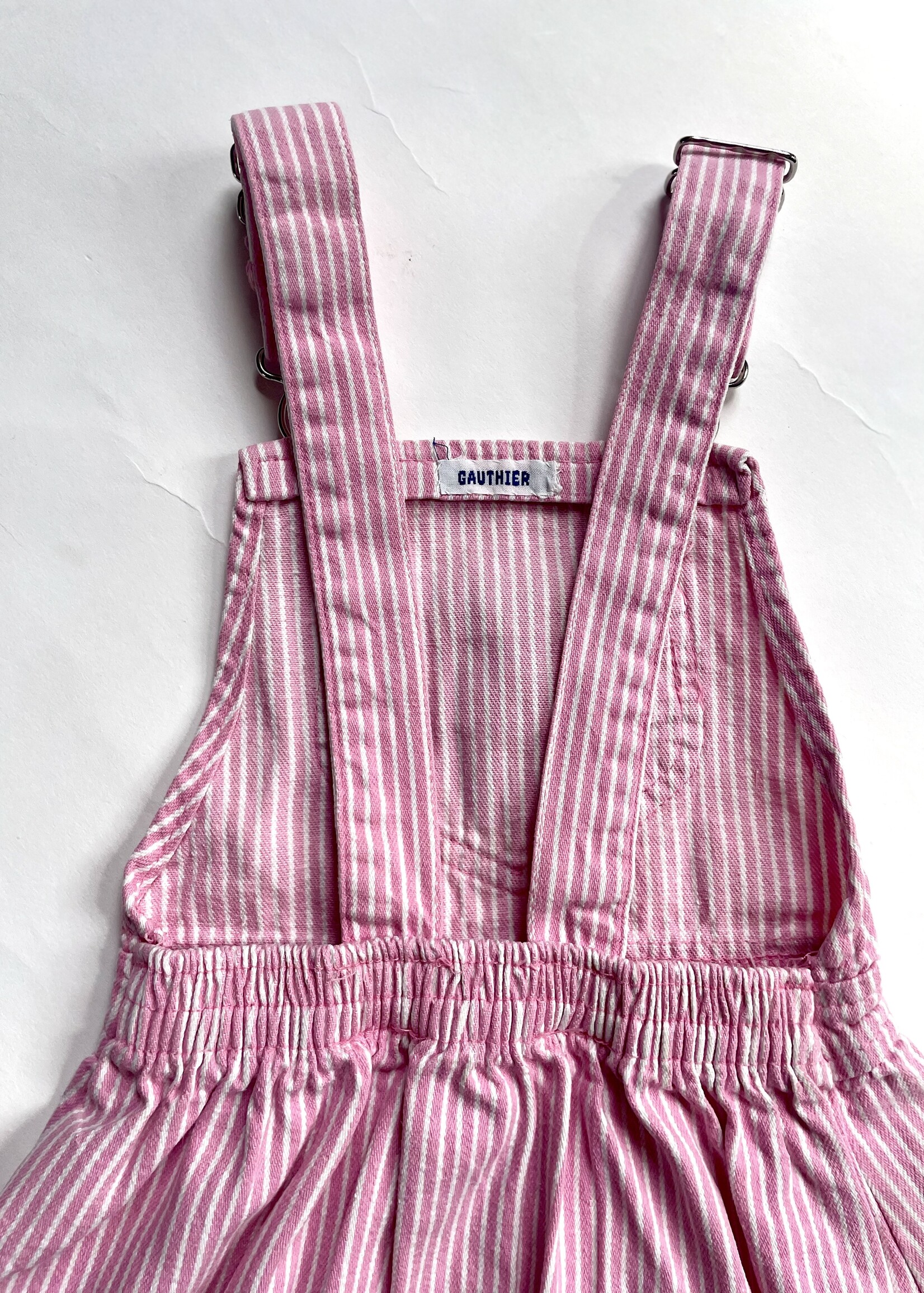OshKosh USA Pink Striped Denim Pindafore Dress 18-24m