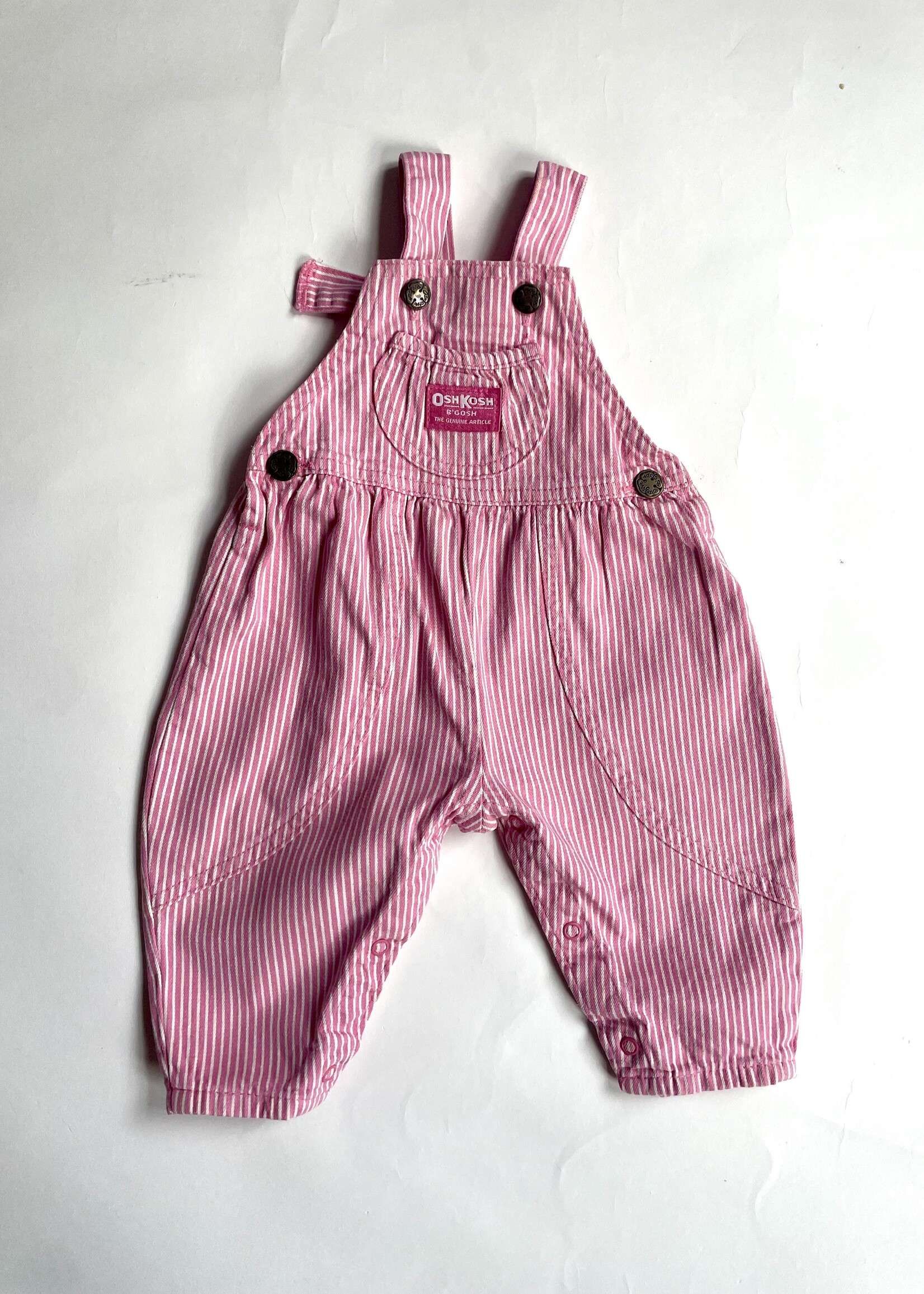 OshKosh USA Pink Striped Denim Bubble Dungarees 6m
