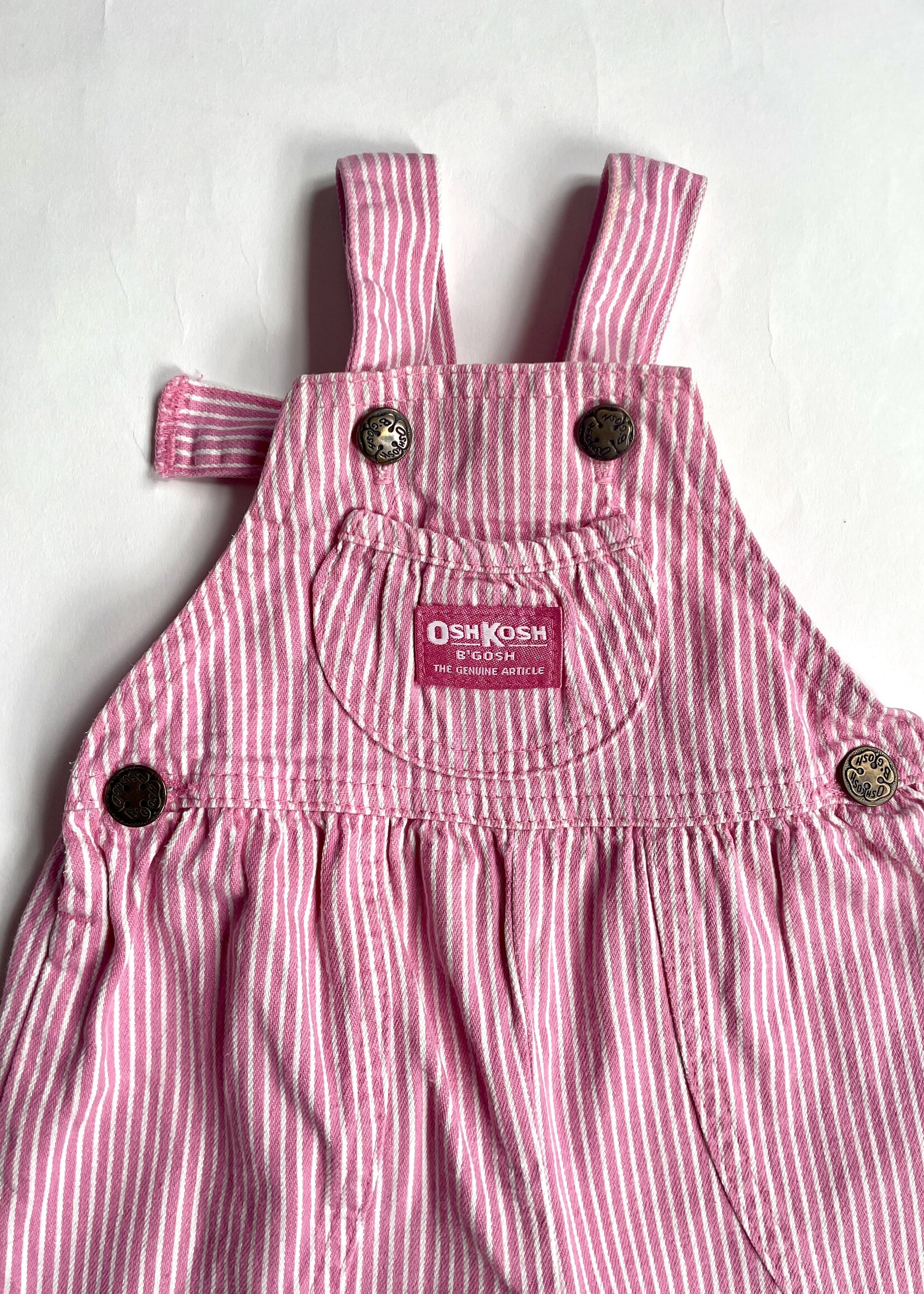 OshKosh USA Pink Striped Denim Bubble Dungarees 6m