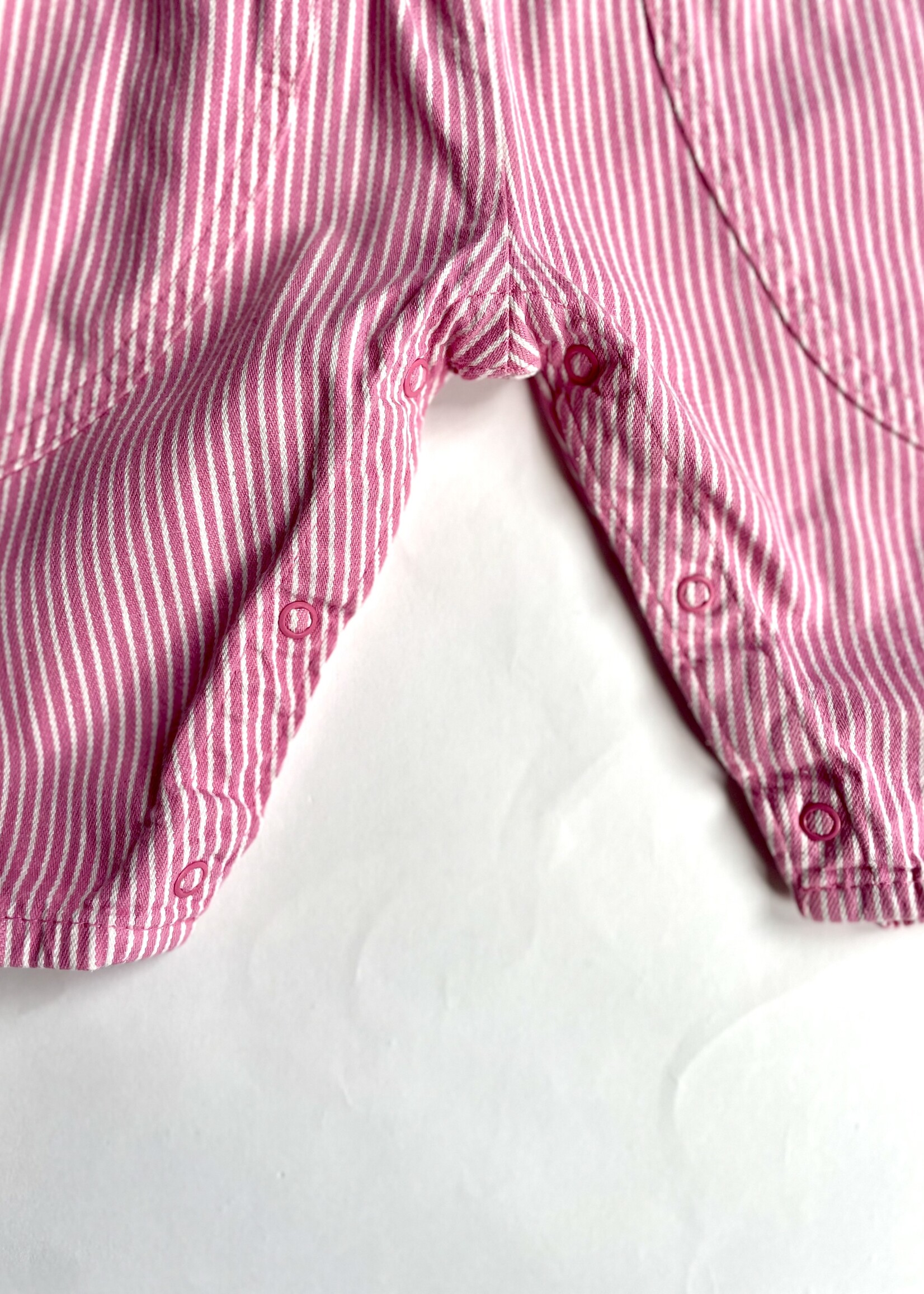 OshKosh USA Pink Striped Denim Bubble Dungarees 6m