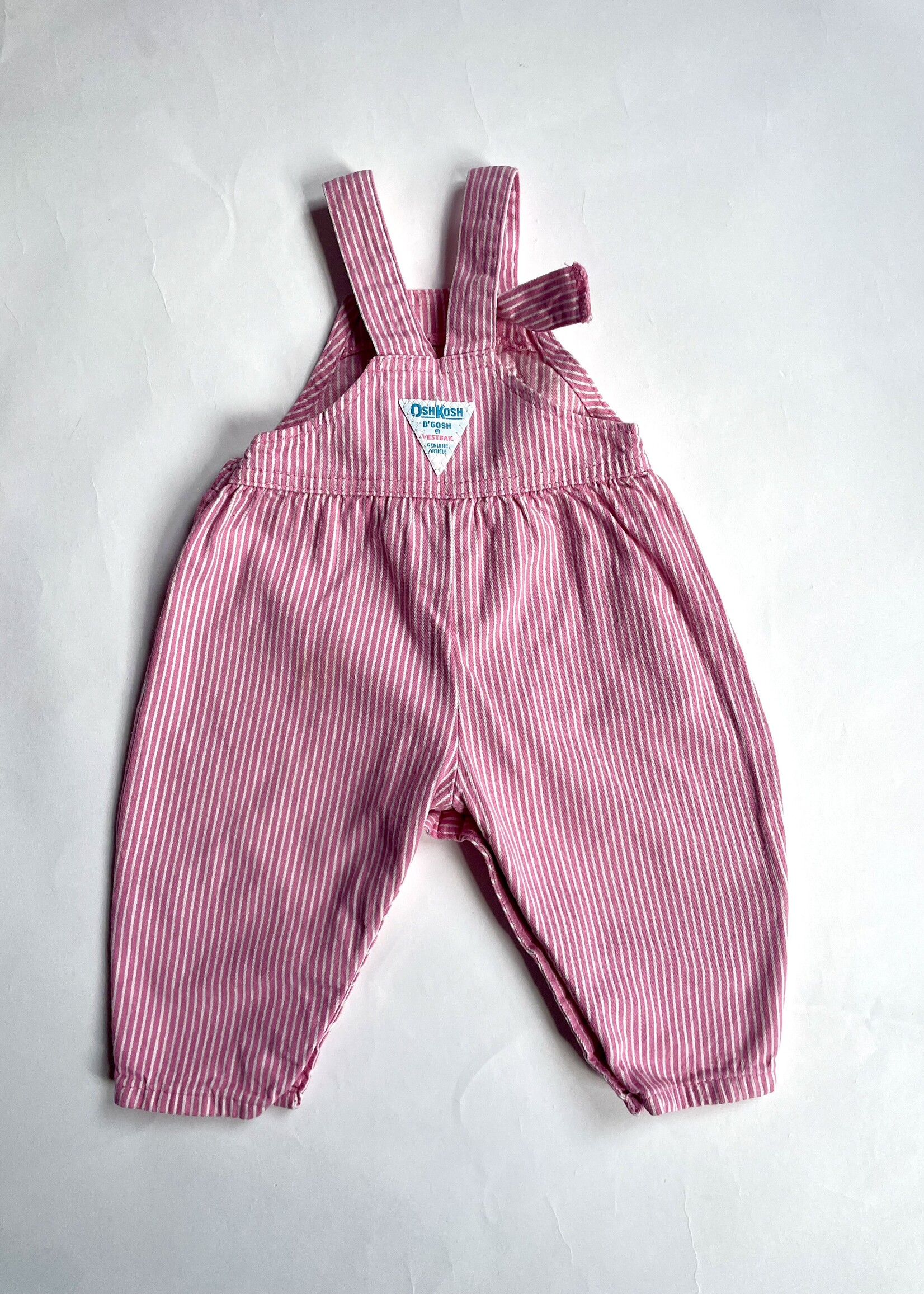 OshKosh USA Pink Striped Denim Bubble Dungarees 6m