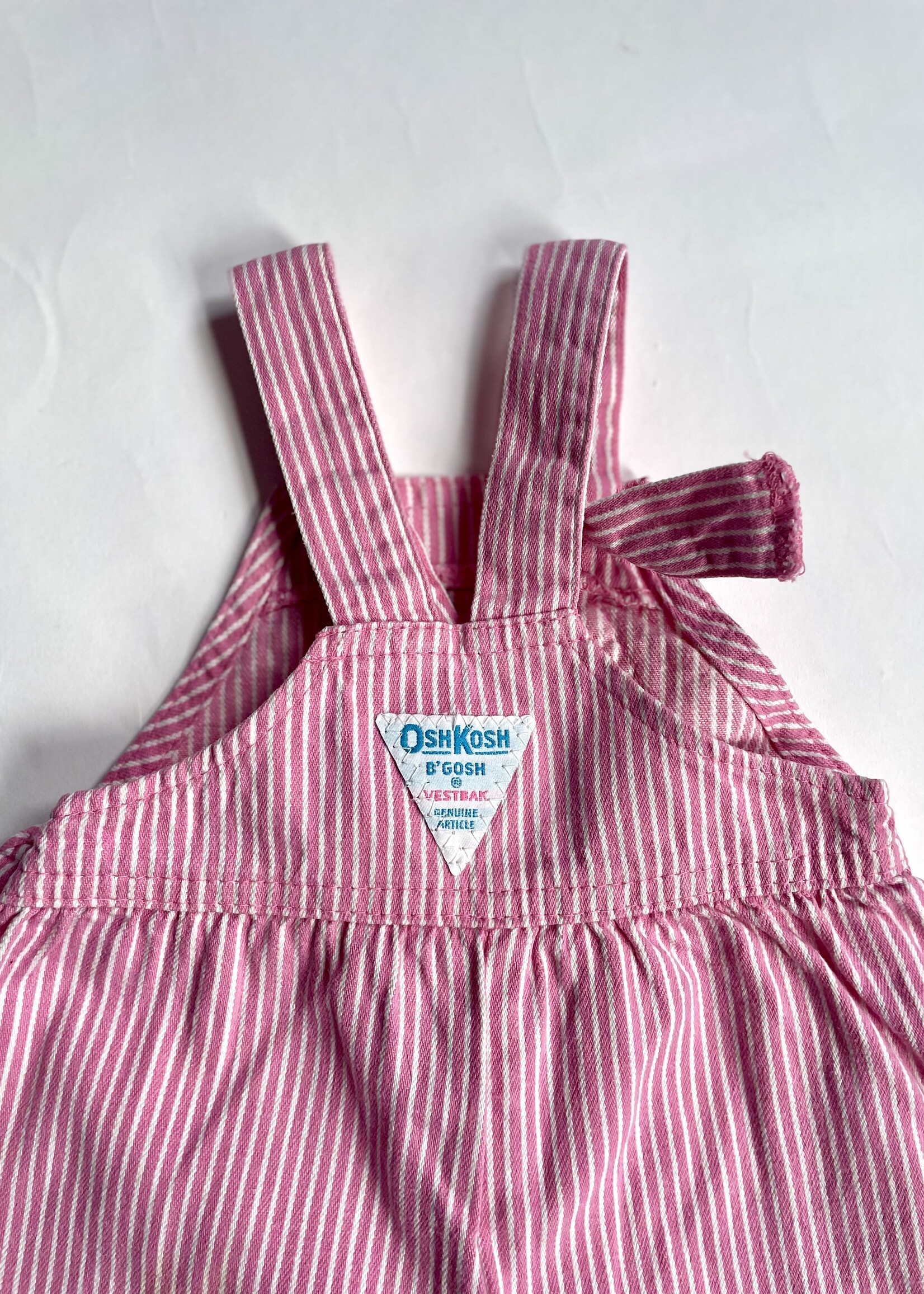 OshKosh USA Pink Striped Denim Bubble Dungarees 6m