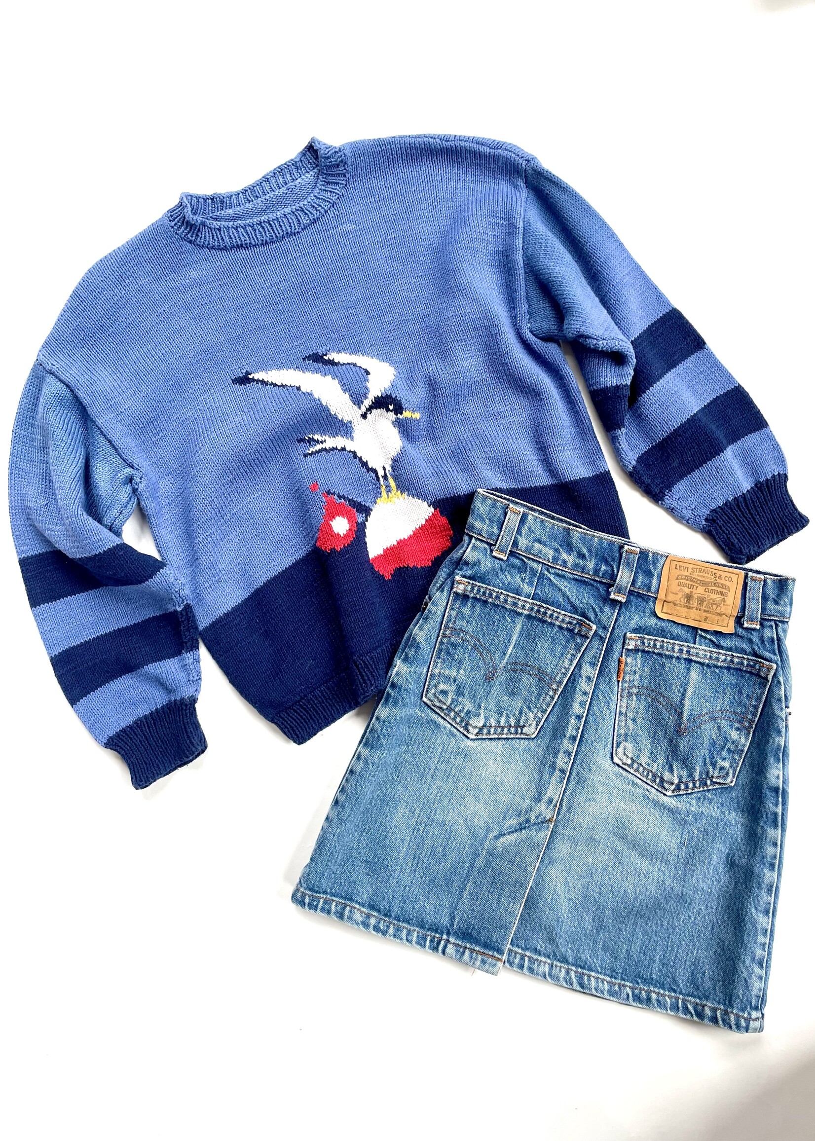Handmade Blue Seagull Sweater 10y