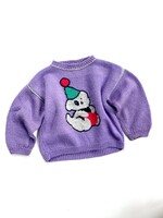 Handmade Lilac Clown-Dog Sweater 3-4y