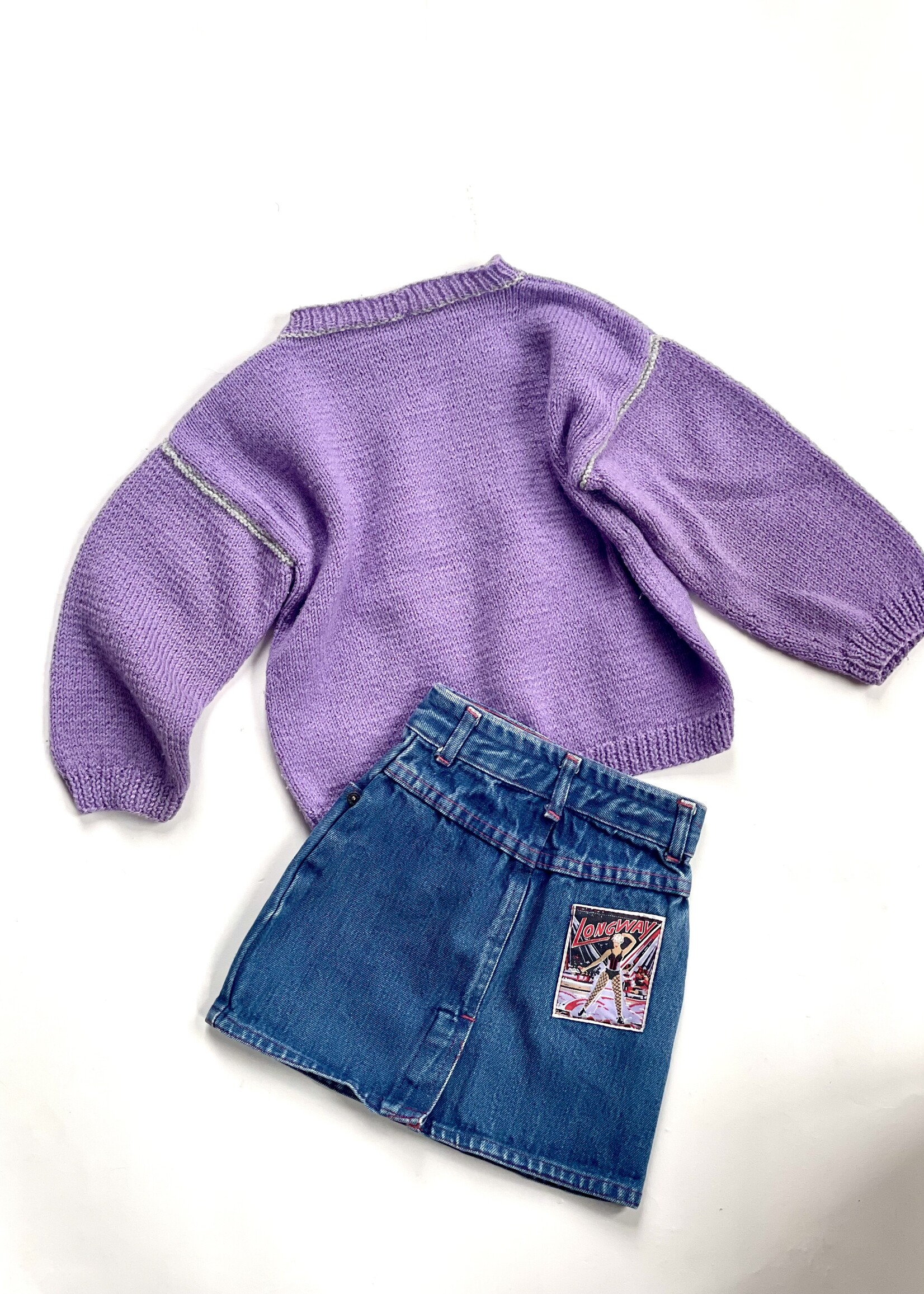 Handmade Lilac Clown-Dog Sweater 3-4y