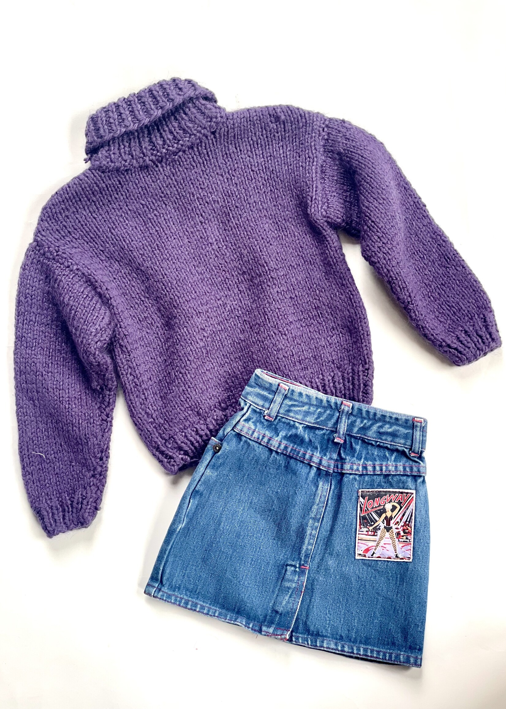 Handmade Purple Turtle Neck Sweater 3-4y