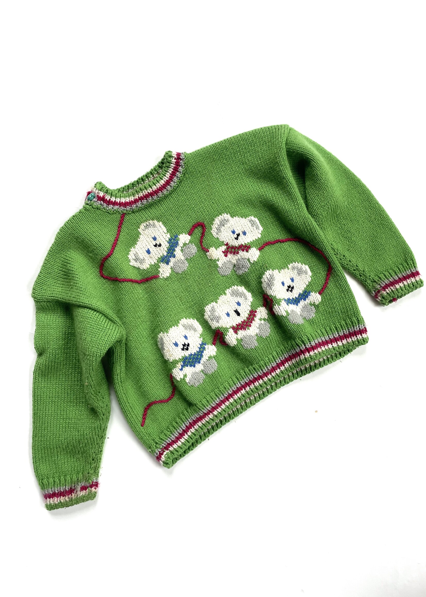 Handmade Matcha Green Wool Koala Sweater 2y