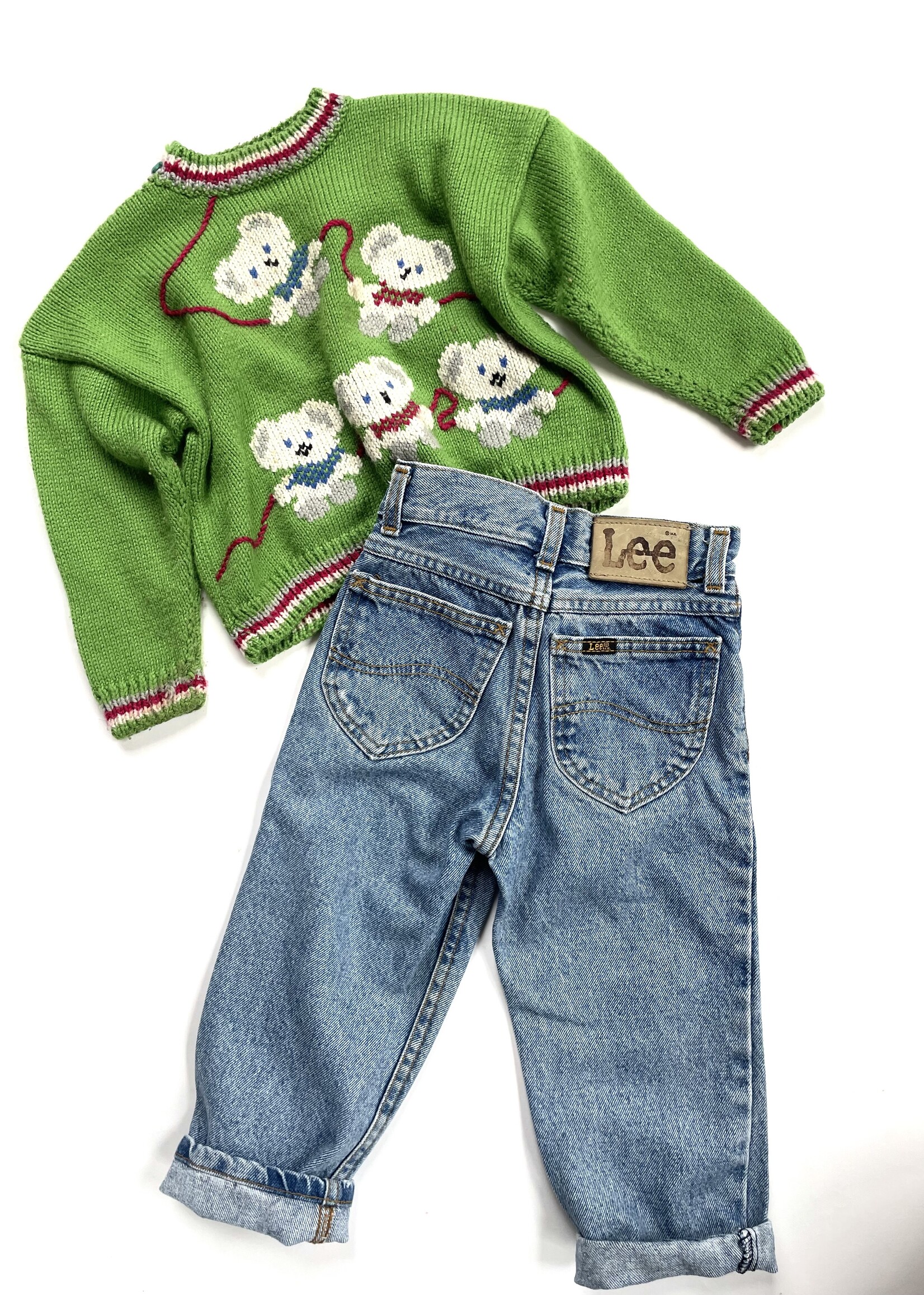 Handmade Matcha Green Wool Koala Sweater 2y