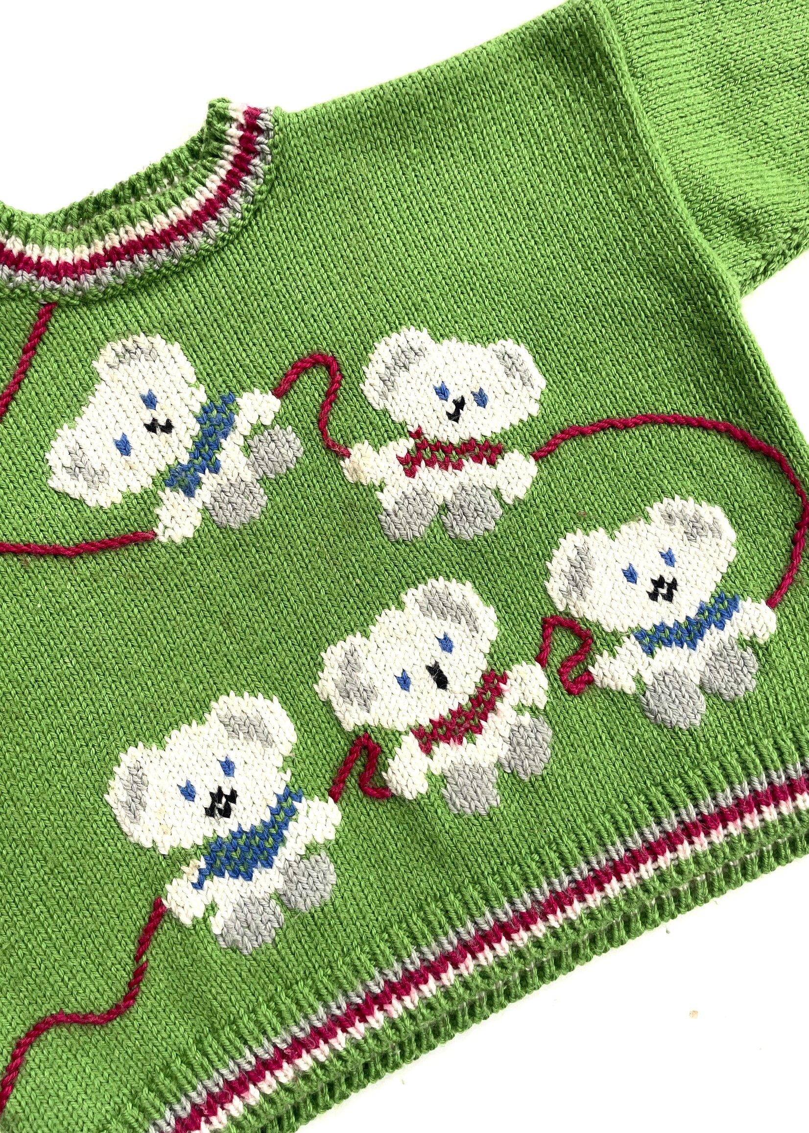Handmade Matcha Green Wool Koala Sweater 2y