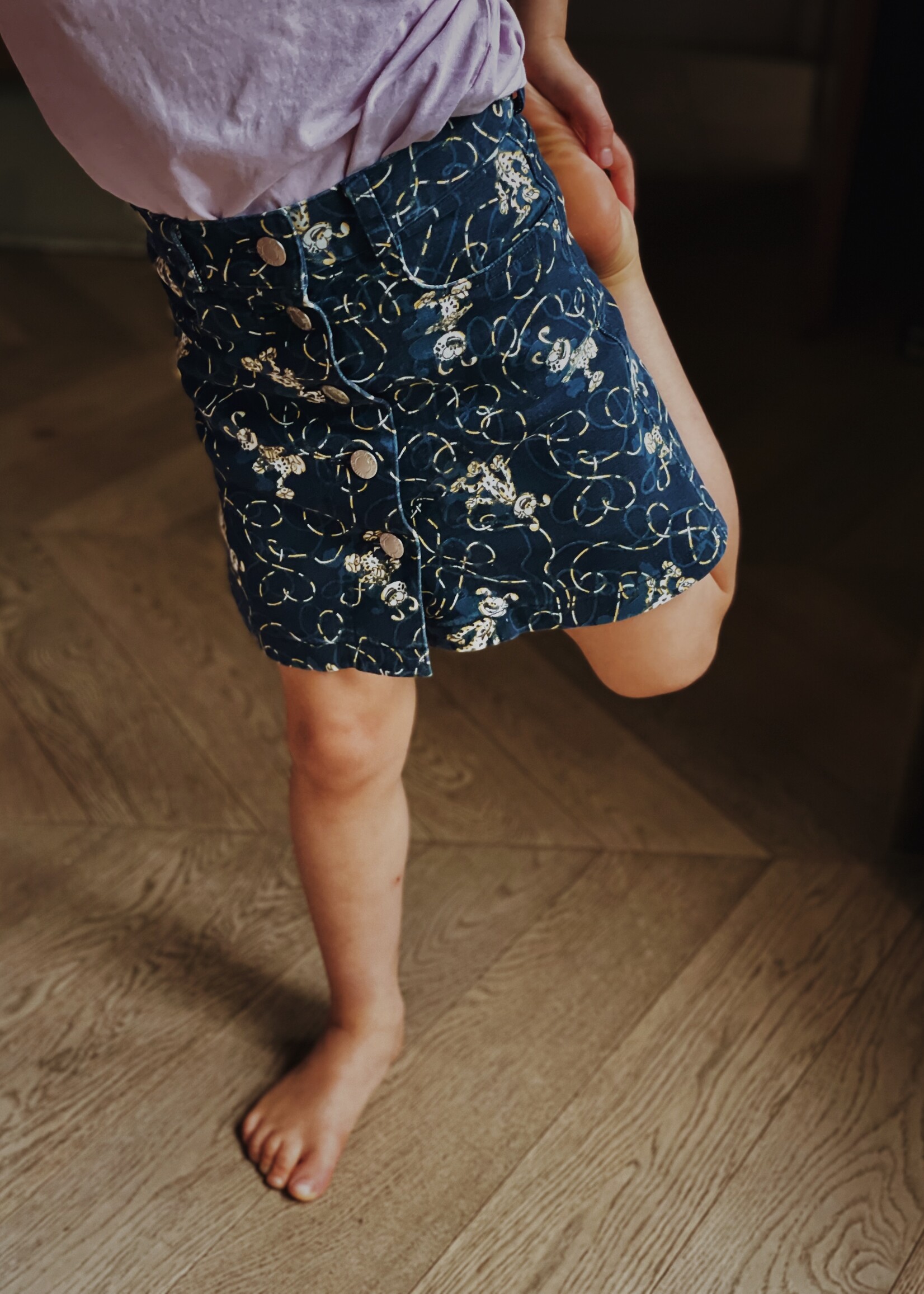 Studio Aventures Marsupilami blue velvet skirt 6y