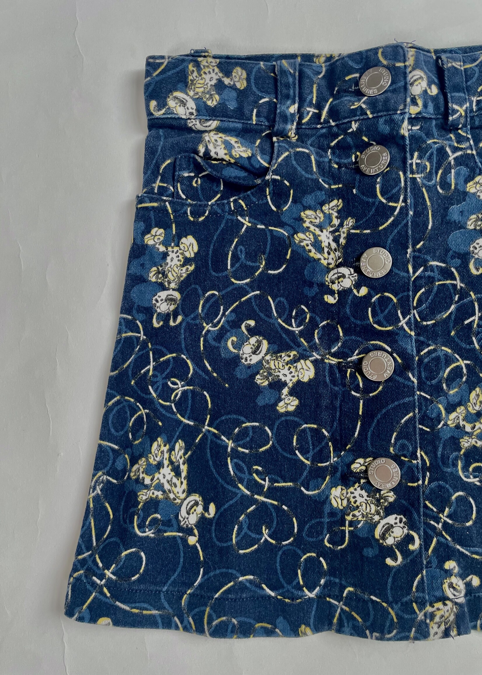 Studio Aventures Marsupilami blue velvet skirt 6y