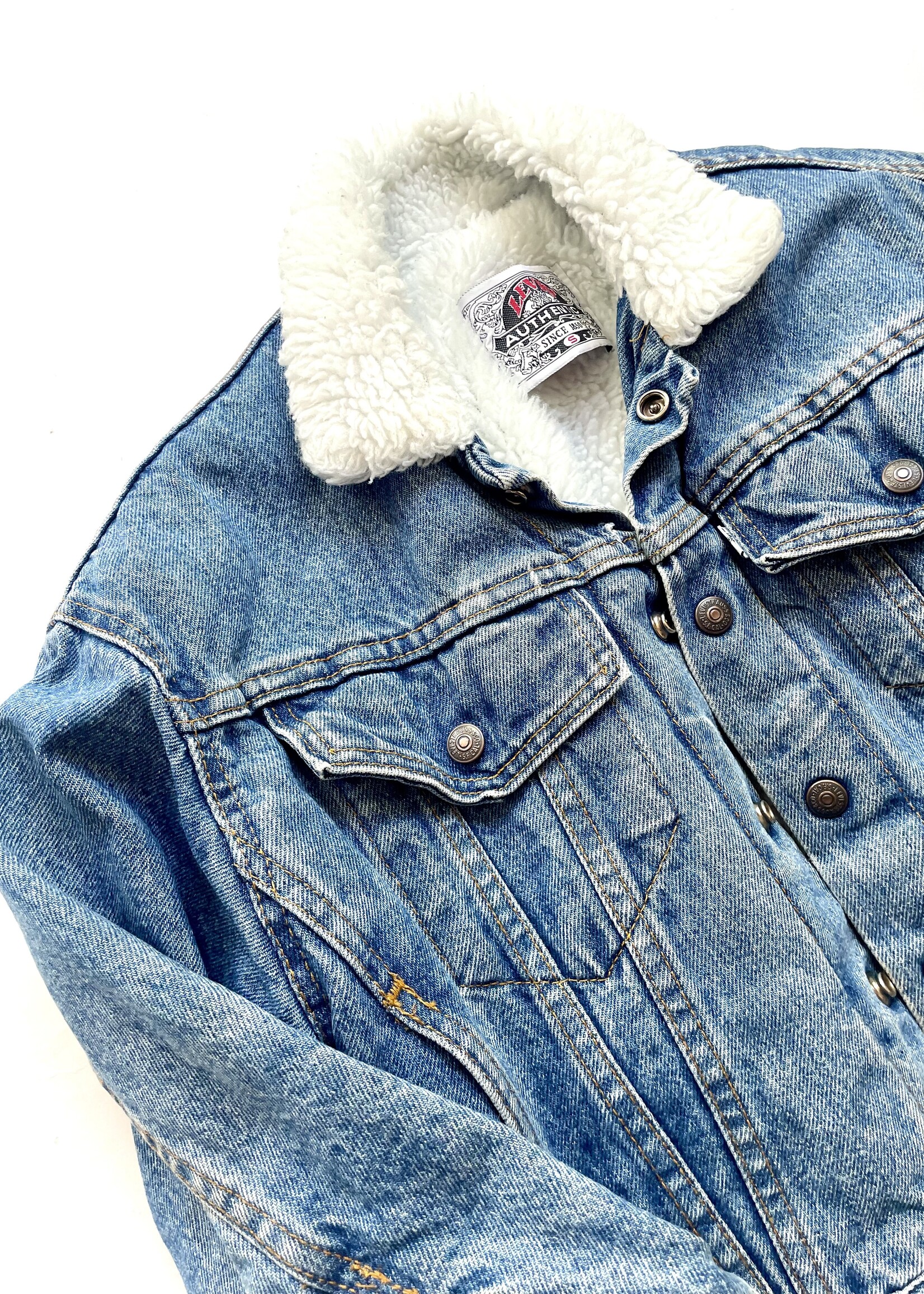 Levi's White Tab Sherpa Denim Trucker Jacket 6-8y