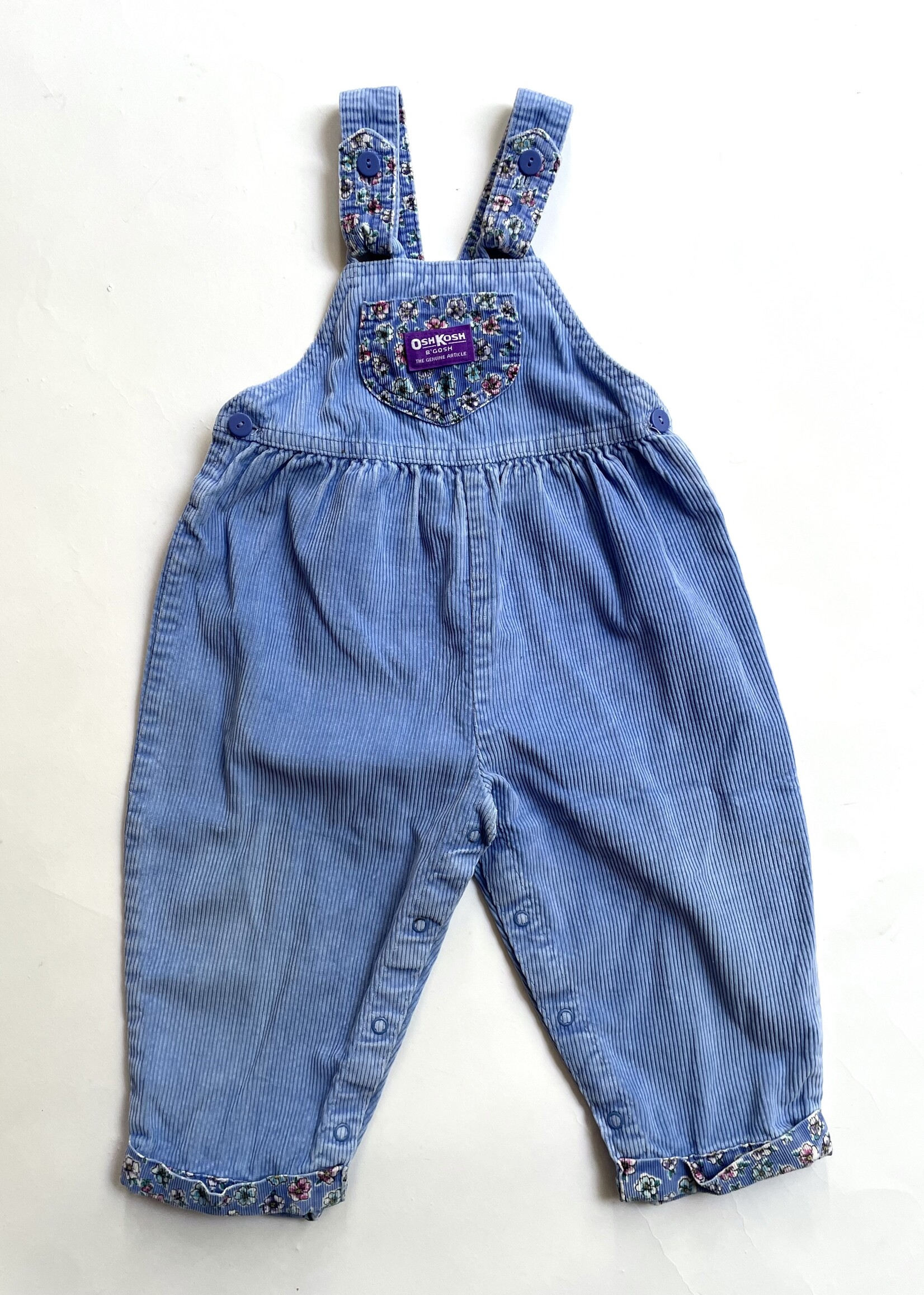 OshKosh USA Blue Floral Corduroy Dungarees 2-3y