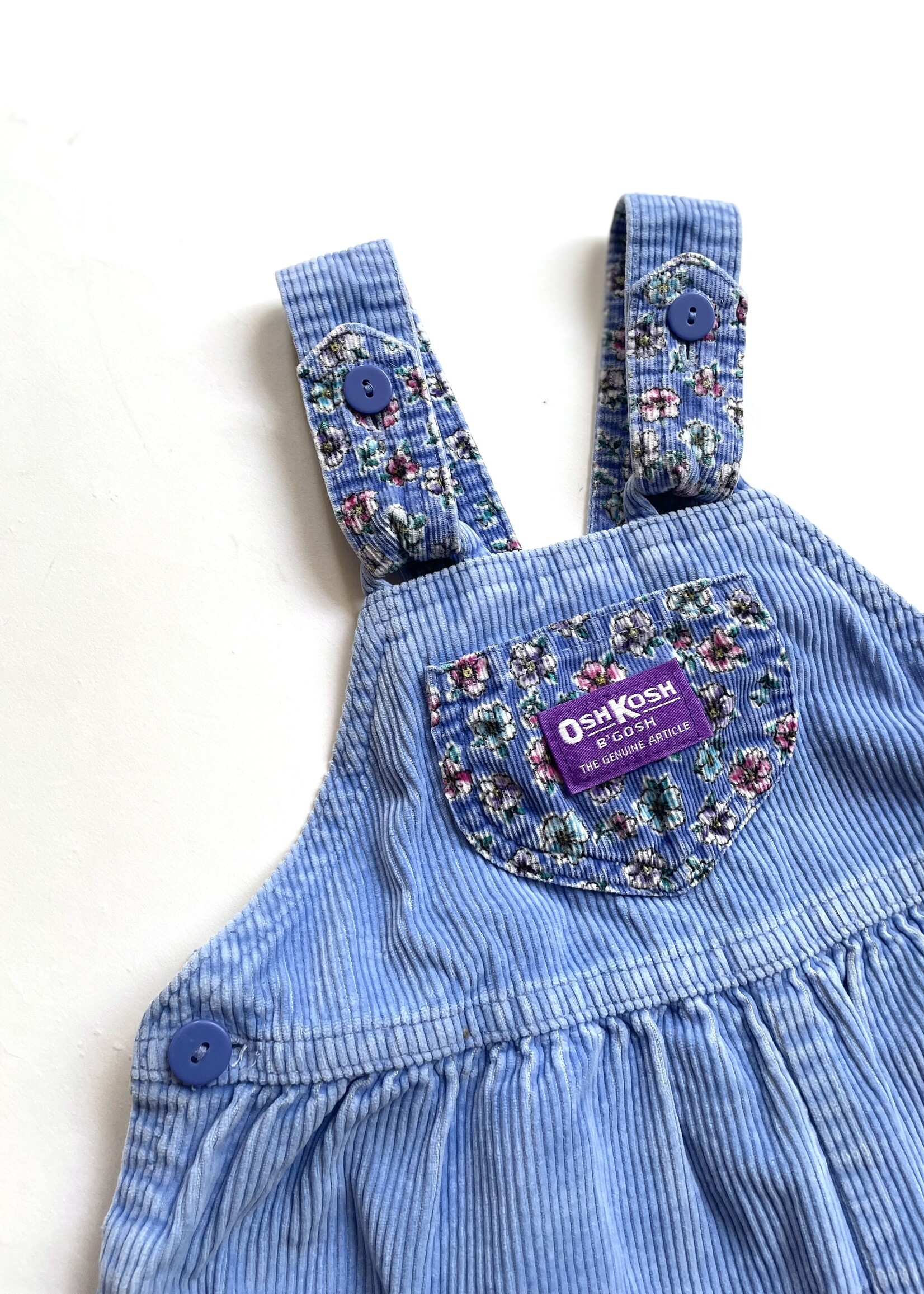 OshKosh USA Blue Floral Corduroy Dungarees 2-3y