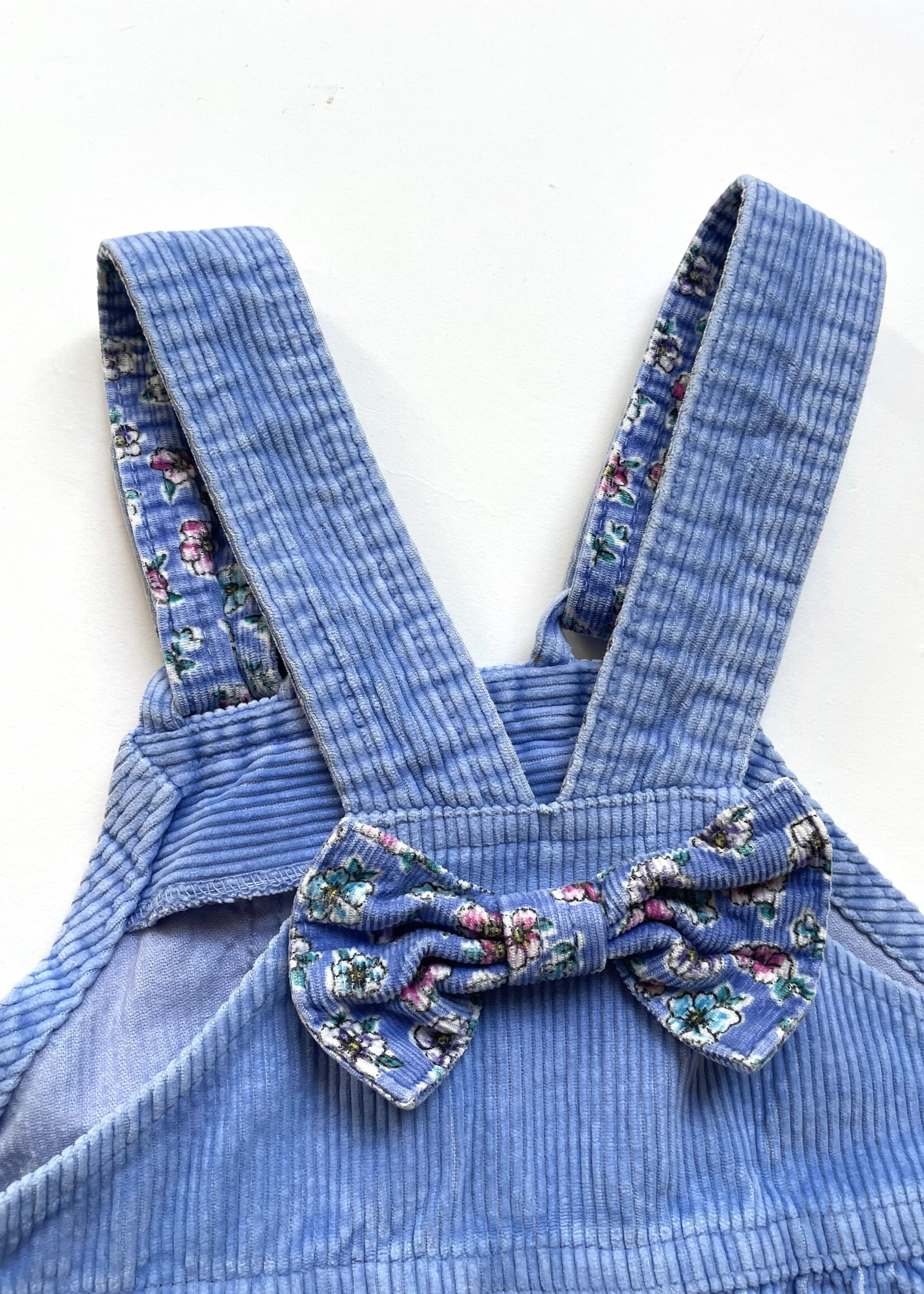 OshKosh USA Blue Floral Corduroy Dungarees 2-3y