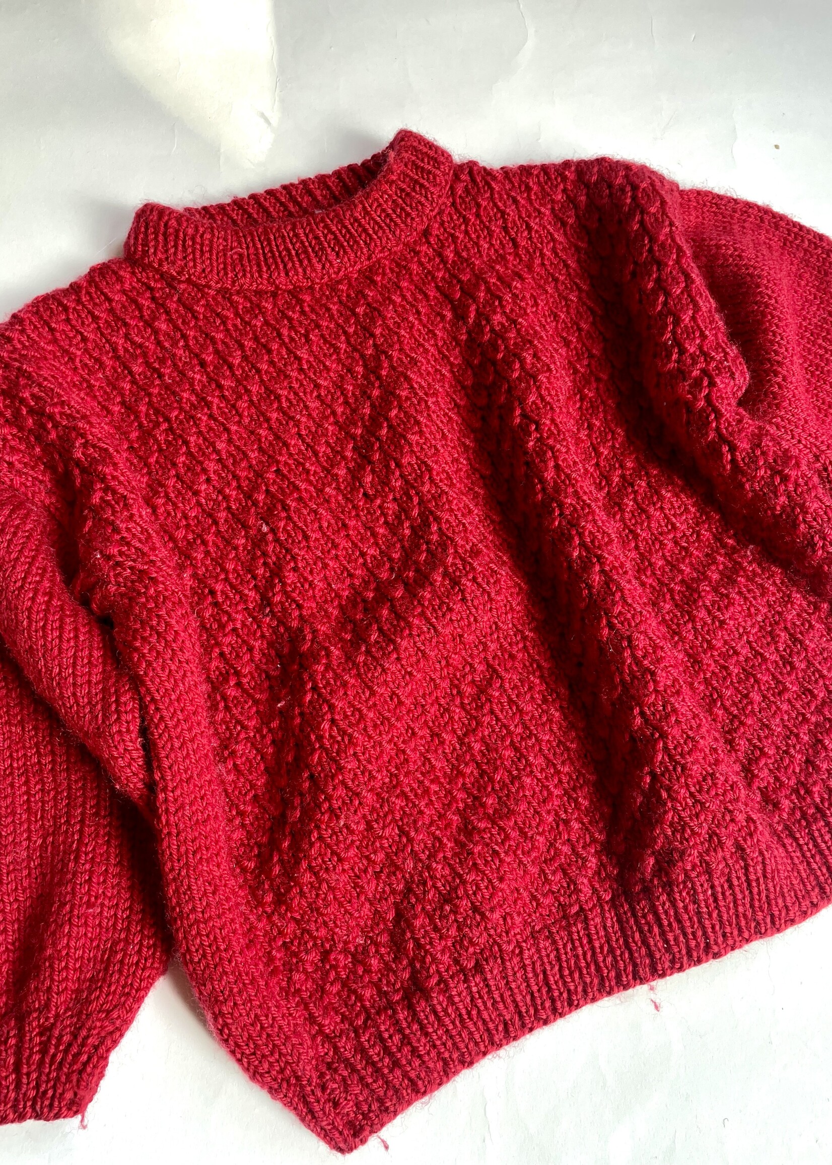 Handmade Red Cable Knit Sweater 5-6y