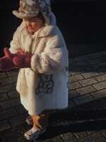 Vintage Fluffy Faux Fur Winter Bear Coat 5y