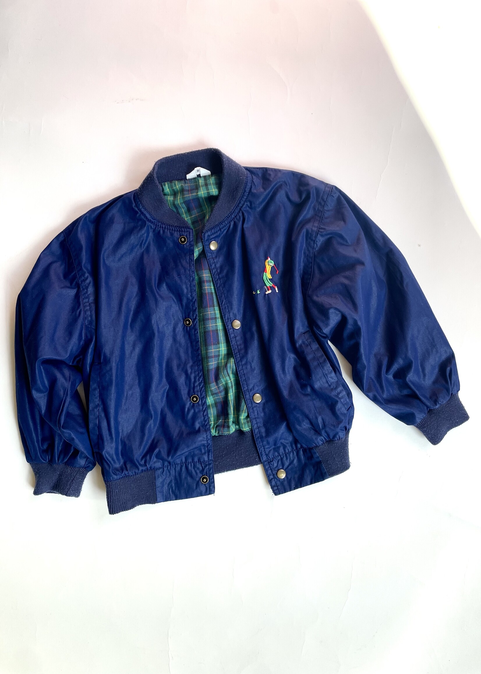 Vintage Dark Blue Tartan Golf Jacket 3-4y