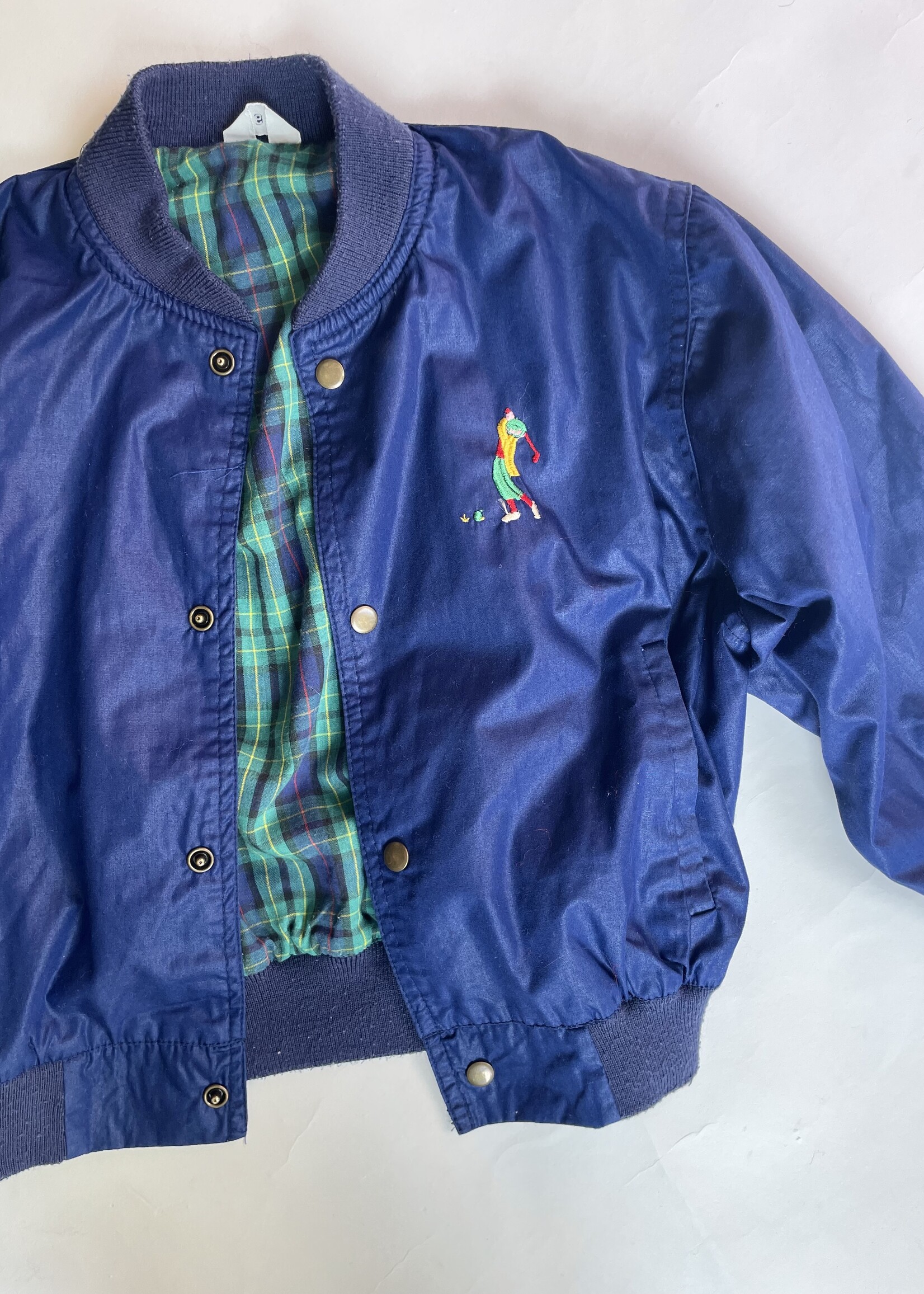 Vintage Dark Blue Tartan Golf Jacket 3-4y
